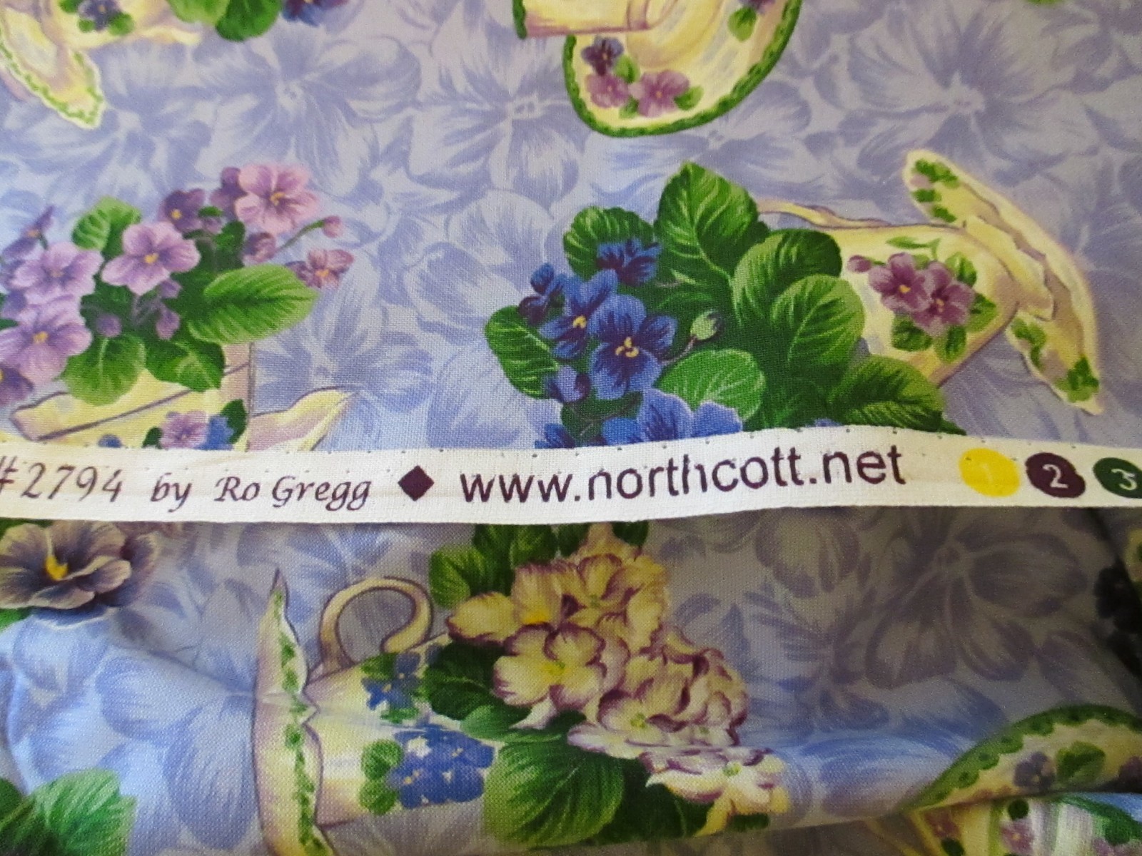 Flower of the Month Club February Violets Northcott Purlples Cotton 1yd x 44