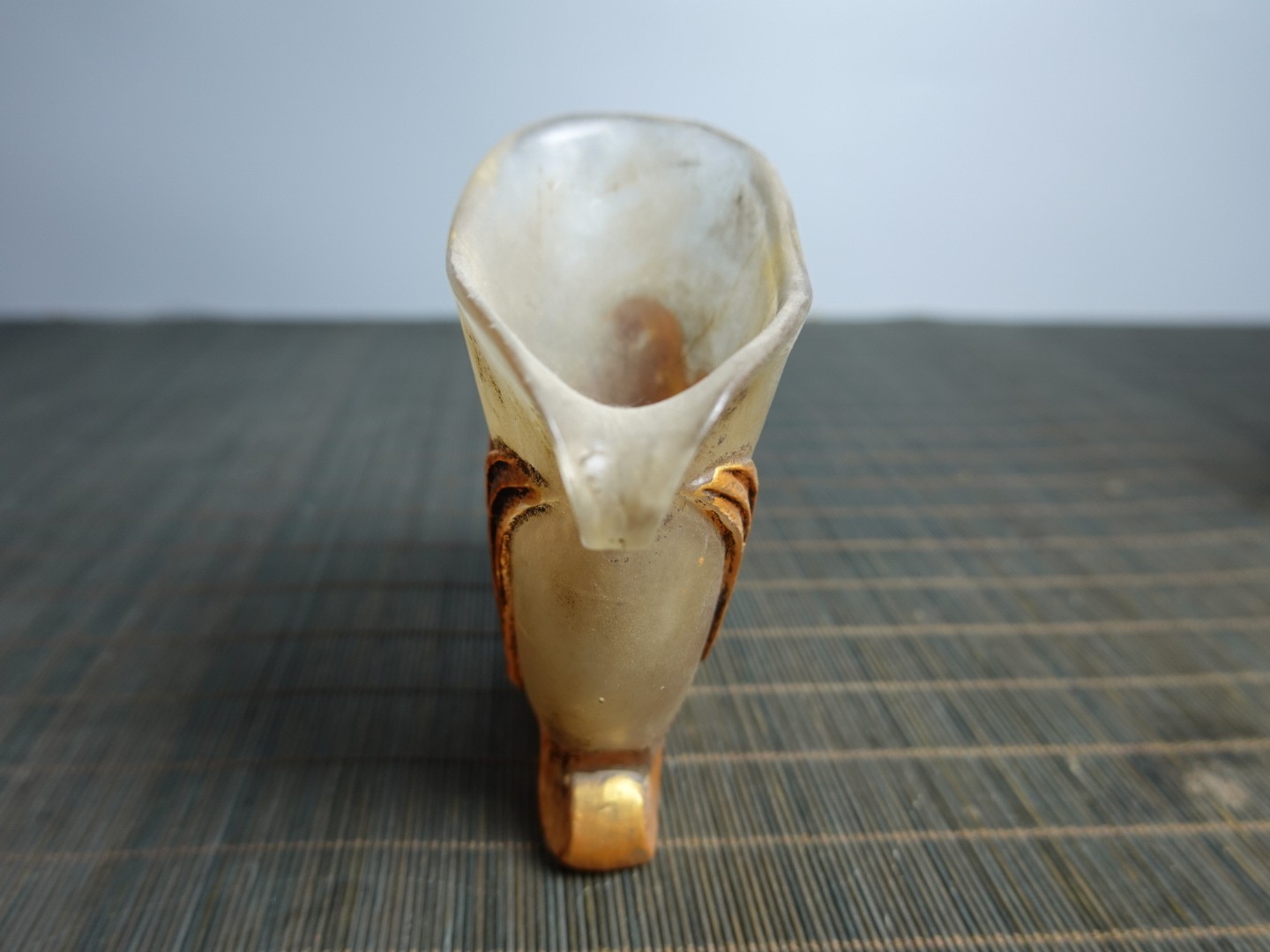 4.1″ Collect Old China Coloured Glaze Painted Chi-dragon Handle Three-legged Cup