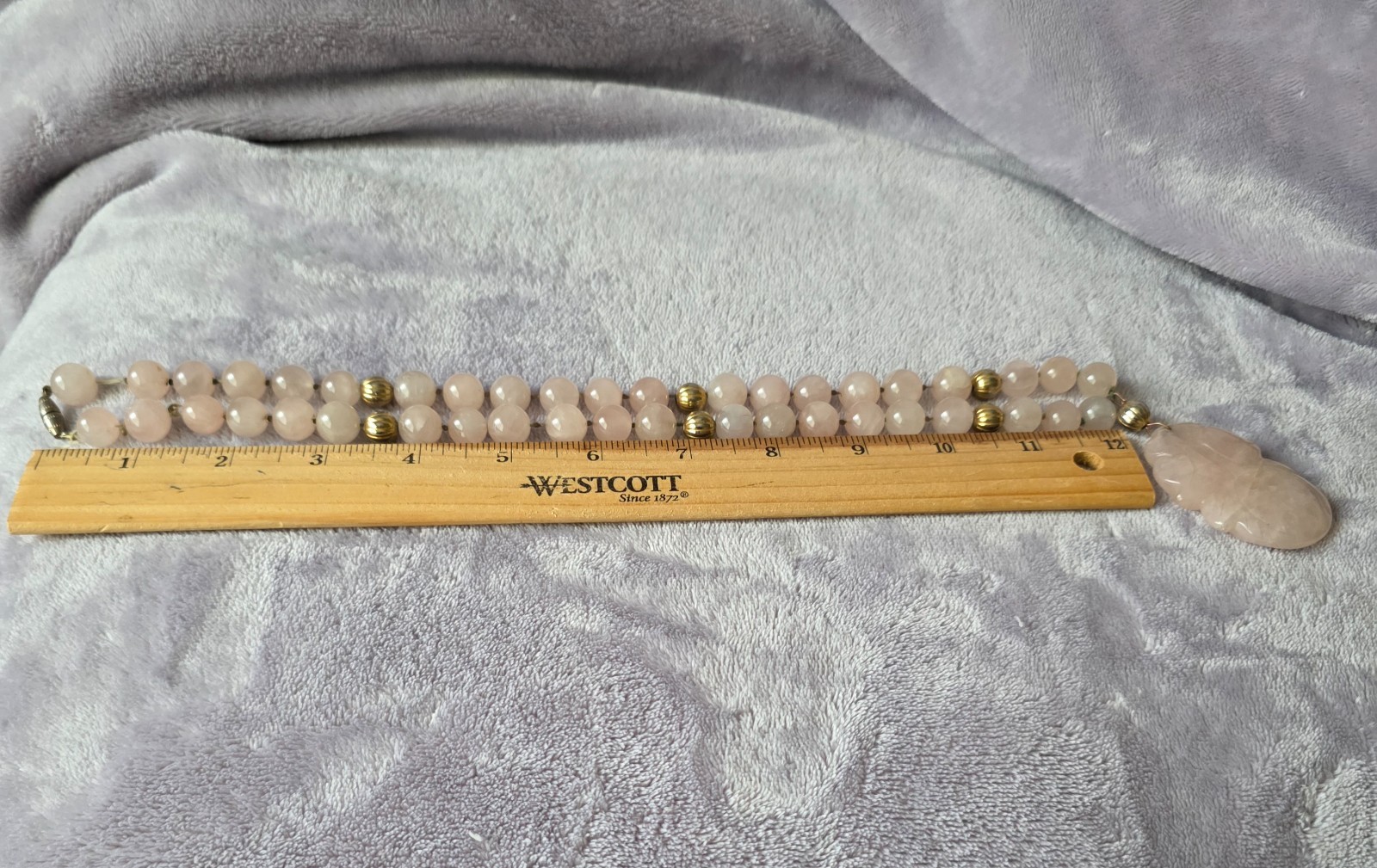 Vtg 1950s Sumptuous Chinese Carved Rose Quartz Lotus Flower Beaded Necklace