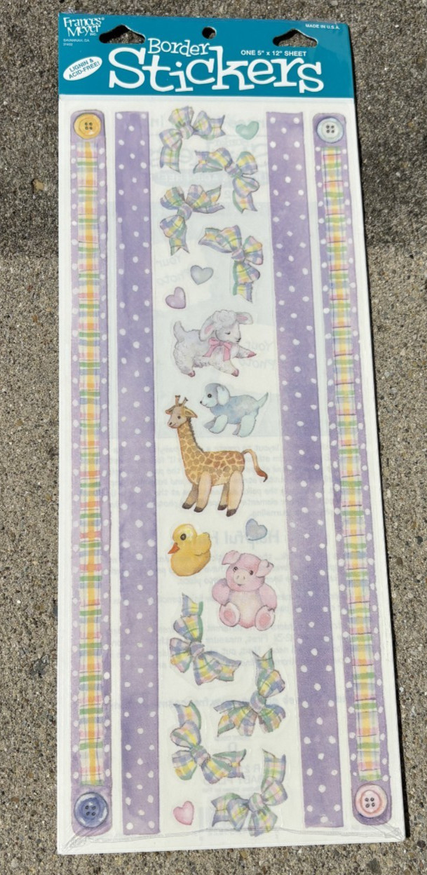 VINTAGE 5 x 12″ FRANCES MEYER STICKER SET ~ BABY PLAID TOYS