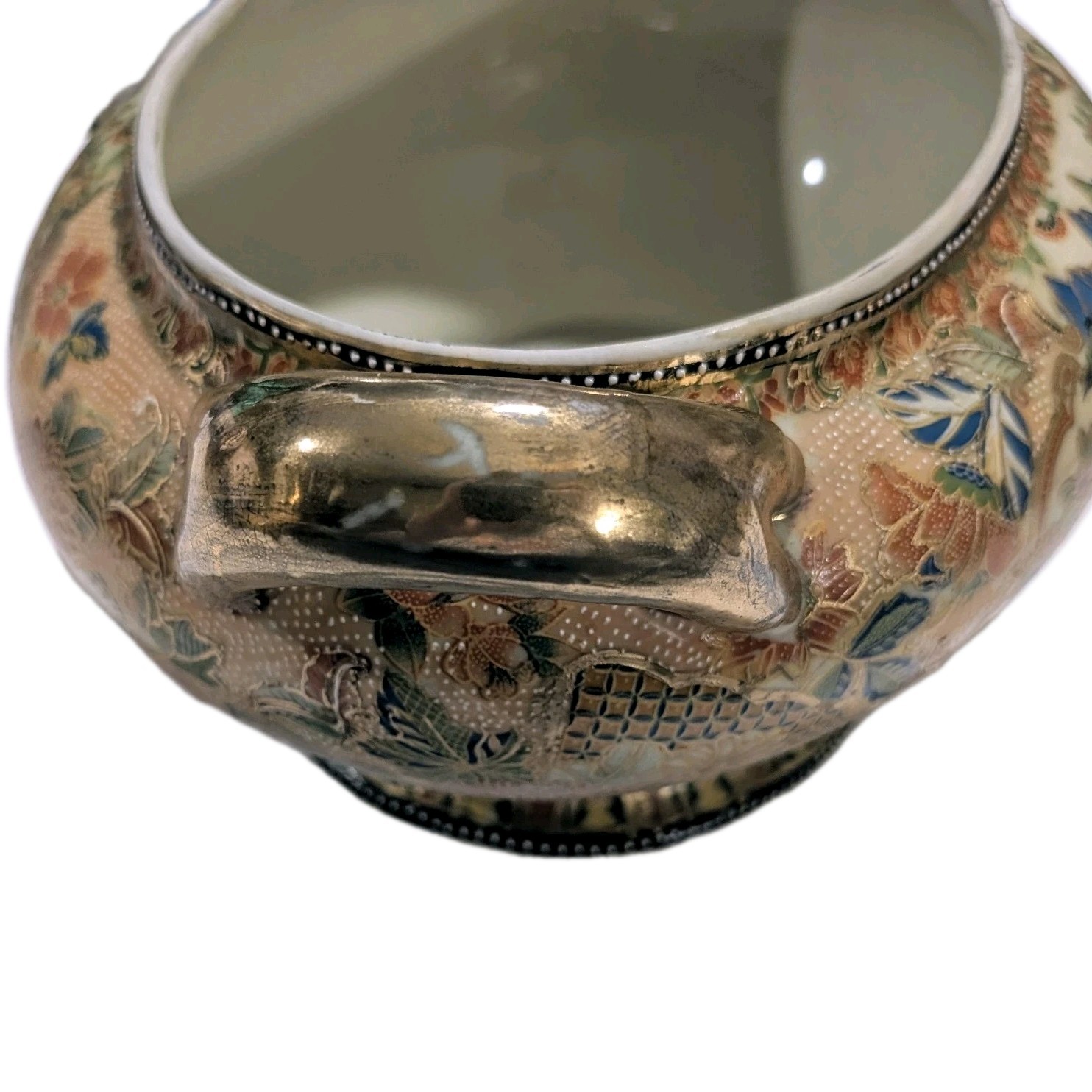 Large 14.5″ Gilded Vintage Chinese Tureen Birds Floral