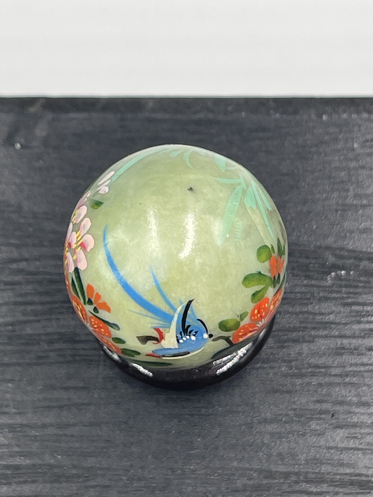 Jadeite Egg Mini Bird Blue Flowers Multicolor Bamboo