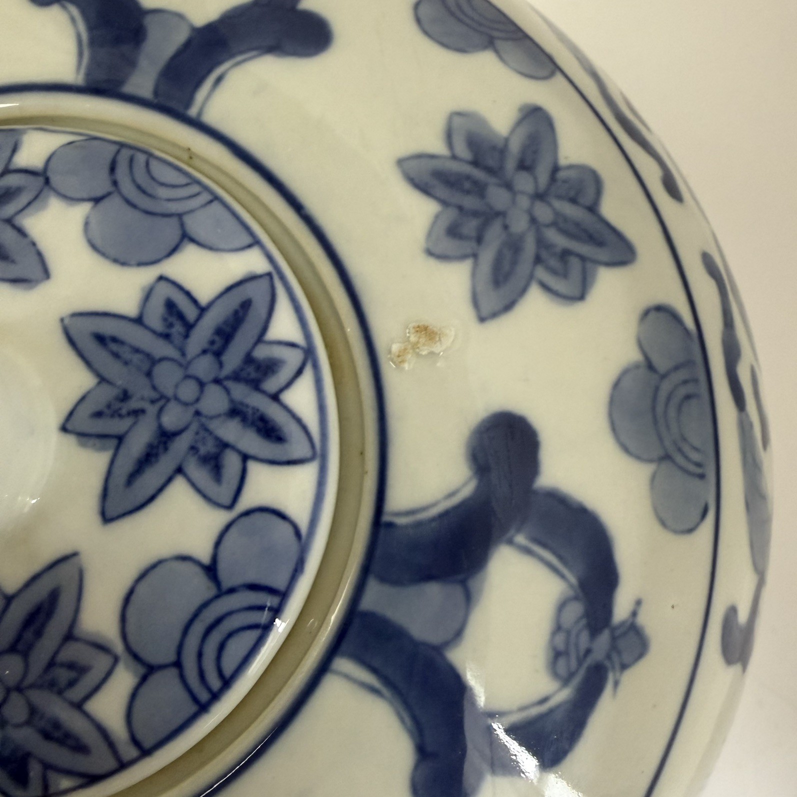 Vintage Chinese Oriental Blue&White Porcelain Floral Scroll Ginger Jar W/ Lid