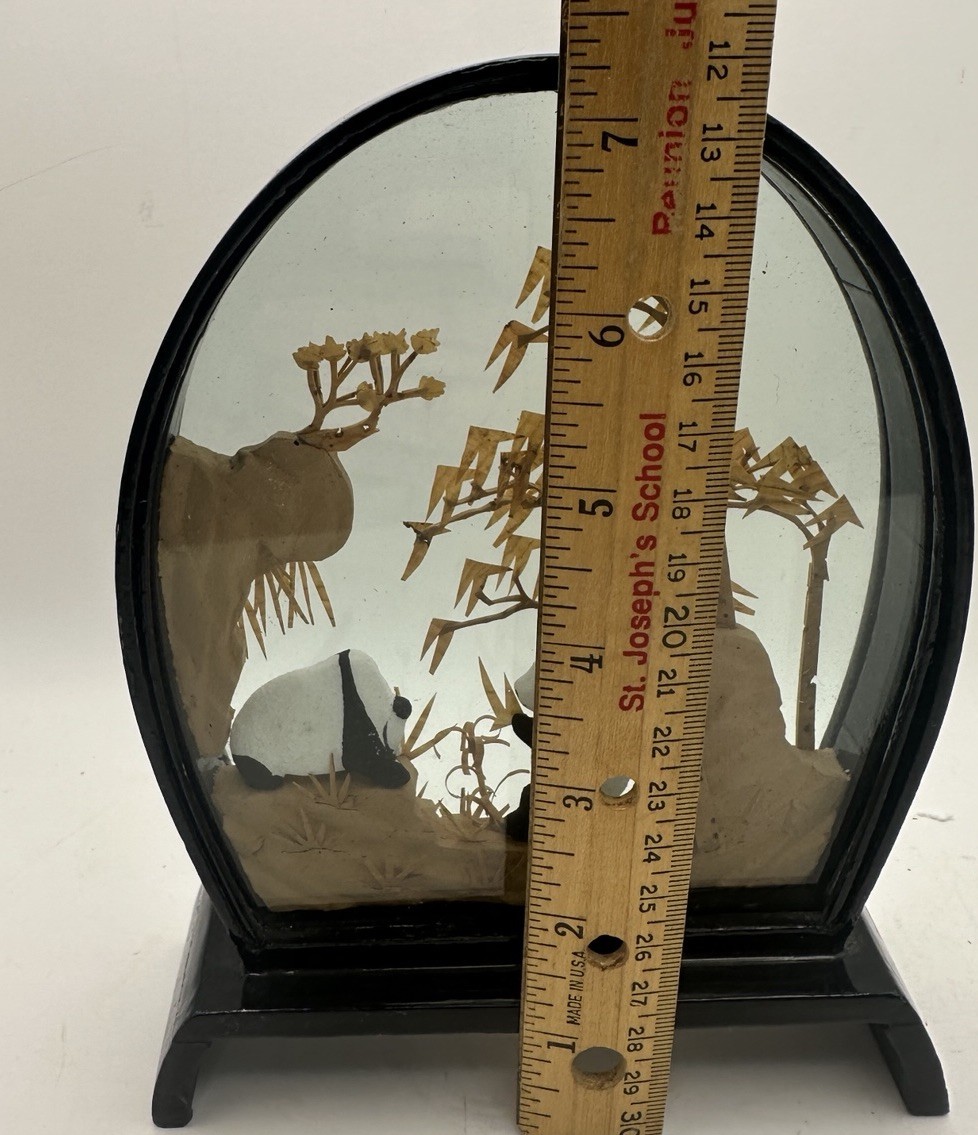 Cork Art Panda DIORAMA YOU Lacquer Glass Panda Vintage diorama Cork