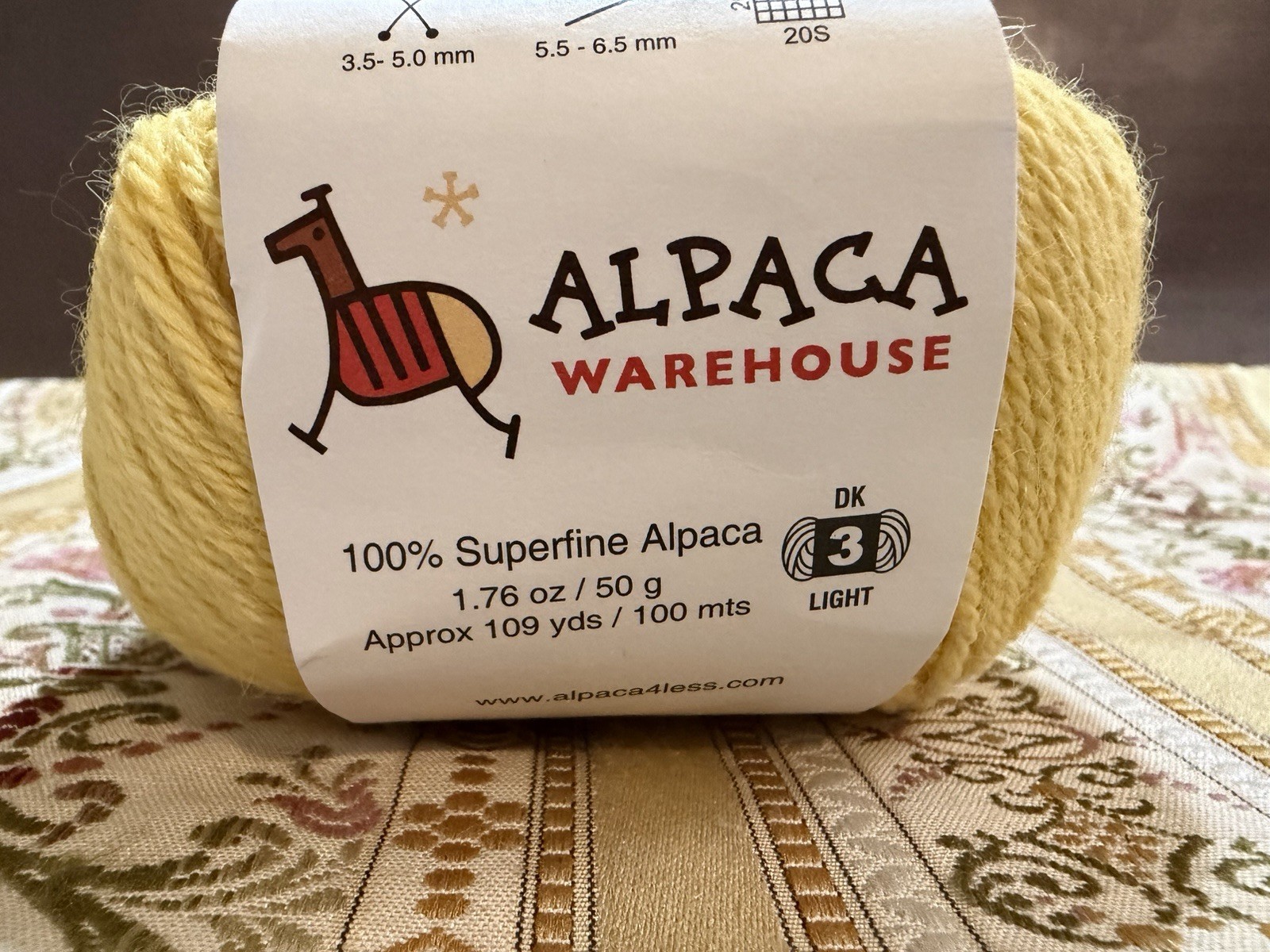 Alpaca Warehouse 100% Superfine Alpaca Wool Yarn Yellow Lot of 2 Same LOT #