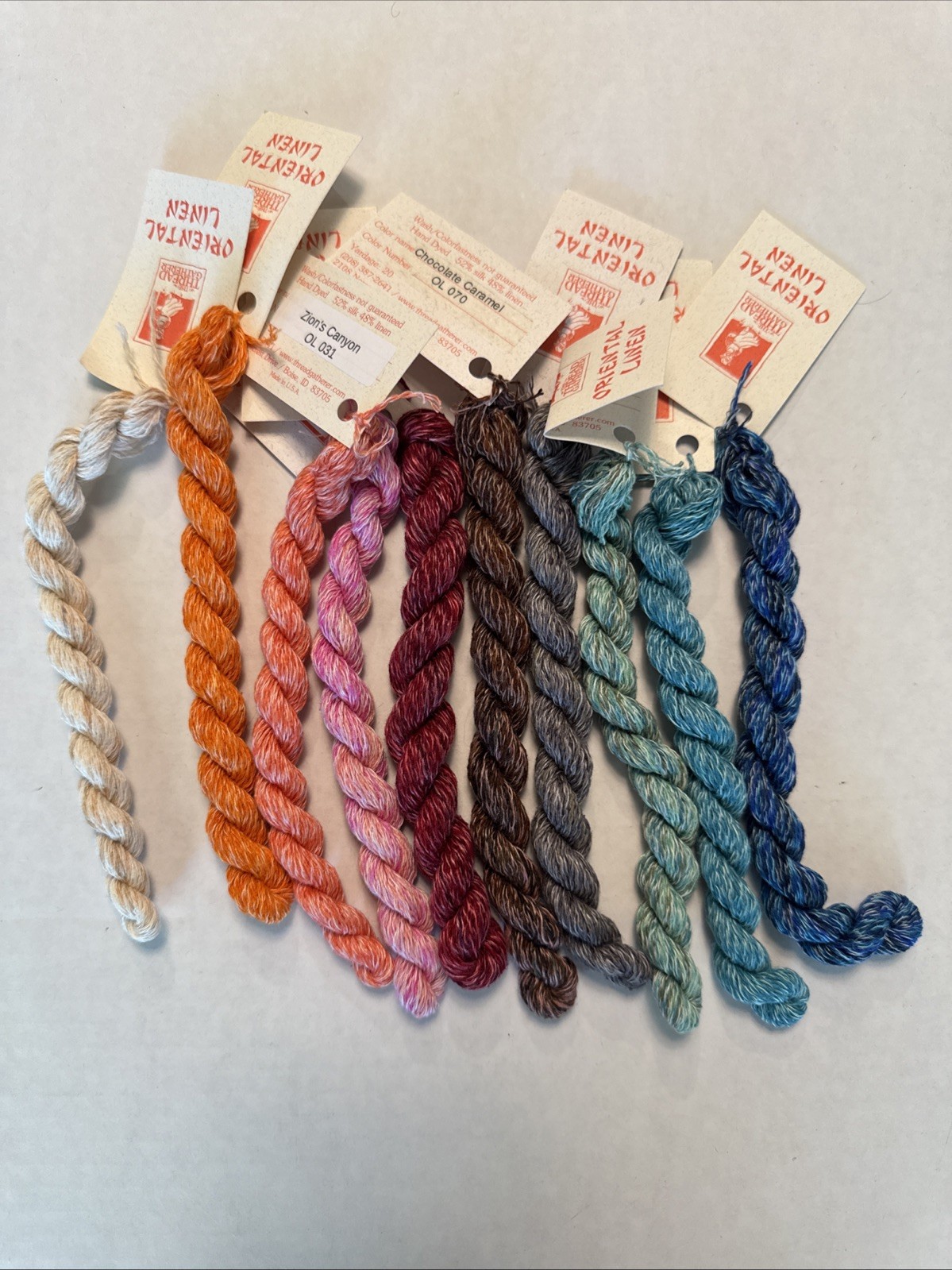 Lot of 10 Skeins Thread Gatherer Hand-Dyed Oriental Silk/Linen Blend Needlepoint