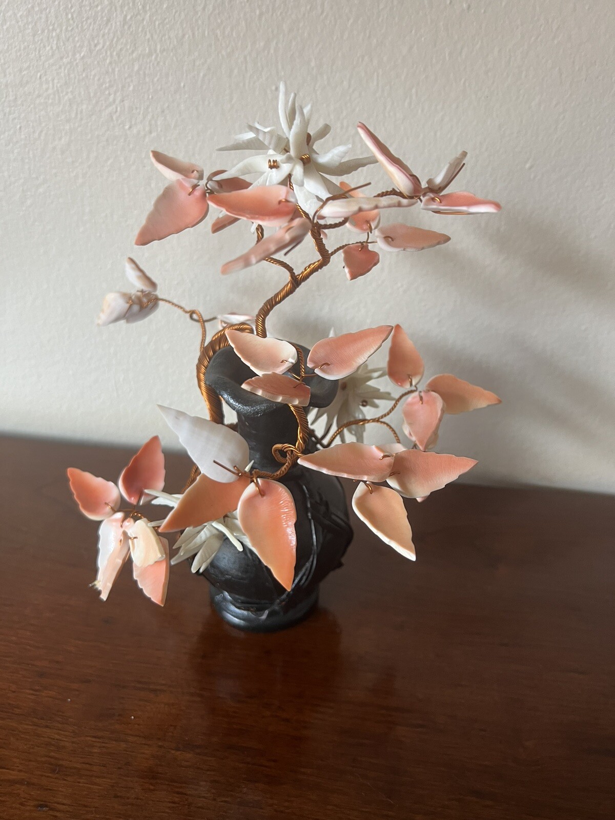 Coral Shells Bonsai Ming Tree of life Wire Wraped Hand made japan 1950’s 9” BB1