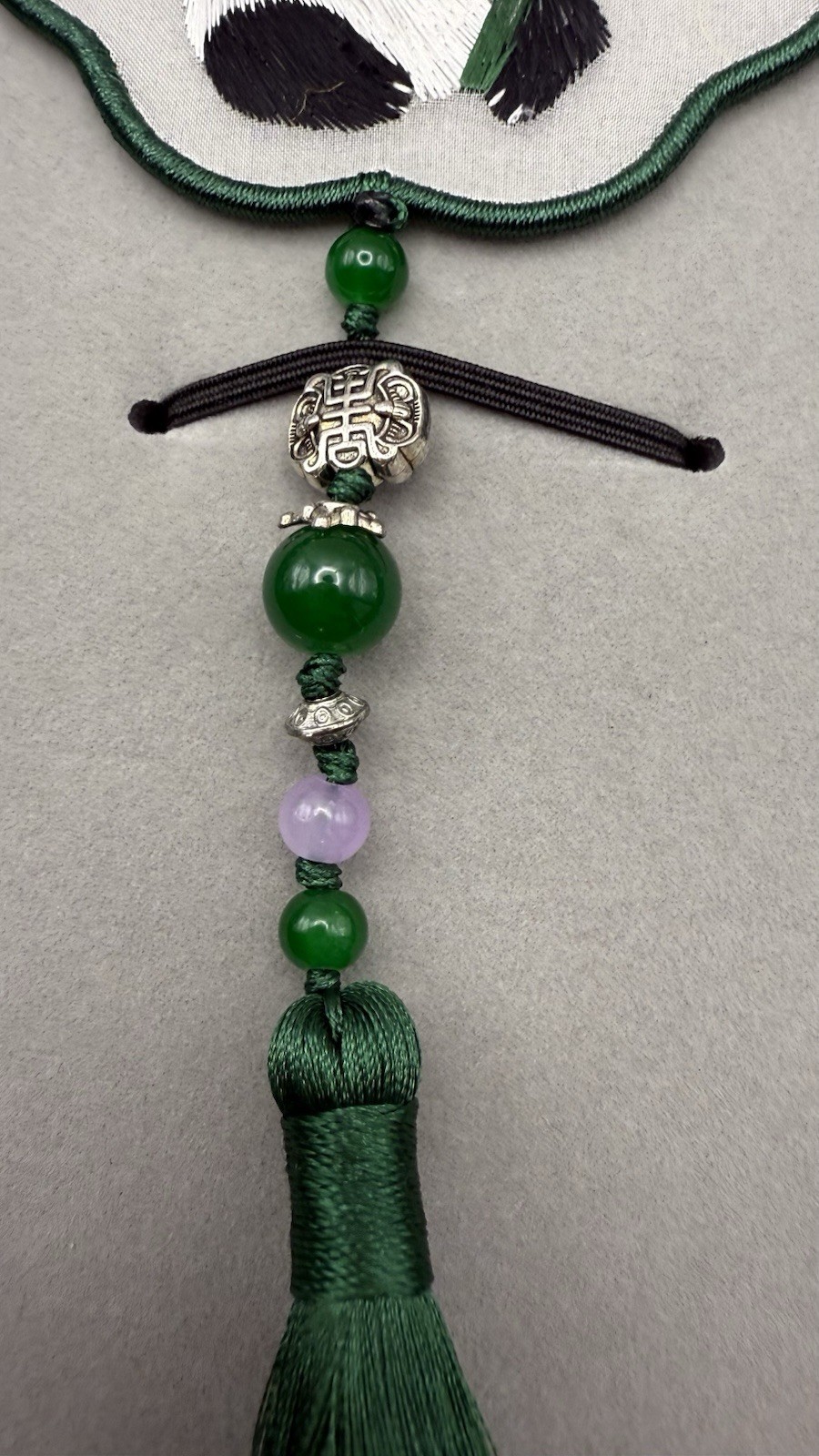 Chinese Silk Panda Embroidery Tassel Charm Boxed 15″ Delegate Gift