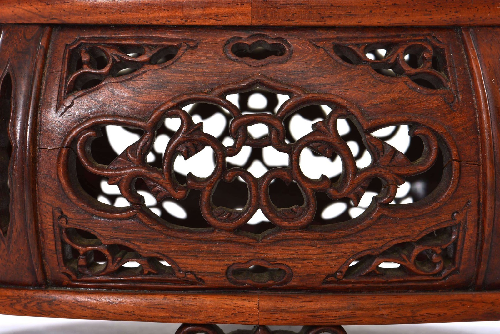 1950’s Chinese Hard Wood Hardwood Carved Carving Vase Statue Stand 8″ 22CM