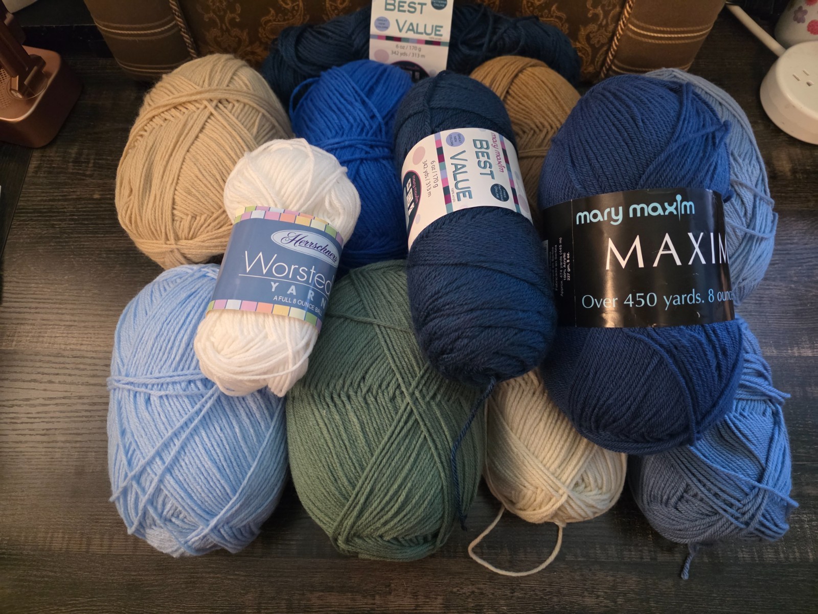 Misc Lot of 12 Yarn rolls – Various colors and manufacturers
