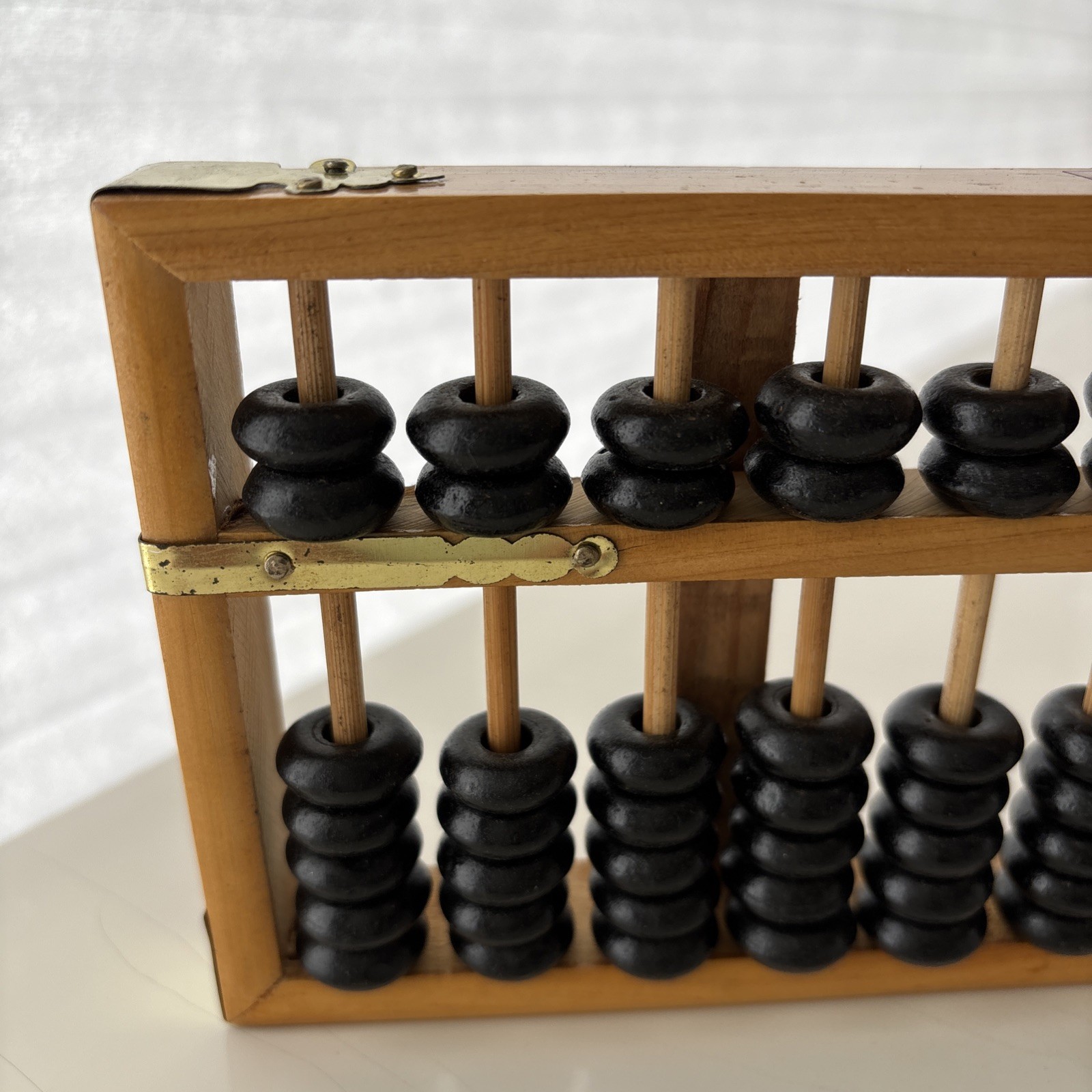Vtg Chinese Abacus 91 Black Beads 13 rods 9.5×4” wood wooden Small