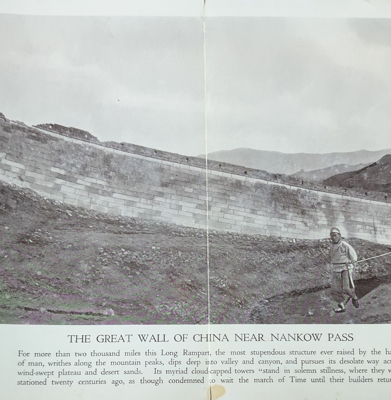 Vtg 1923 National Geo. Panorama Great Wall of China Nankow Antique Map Print Art