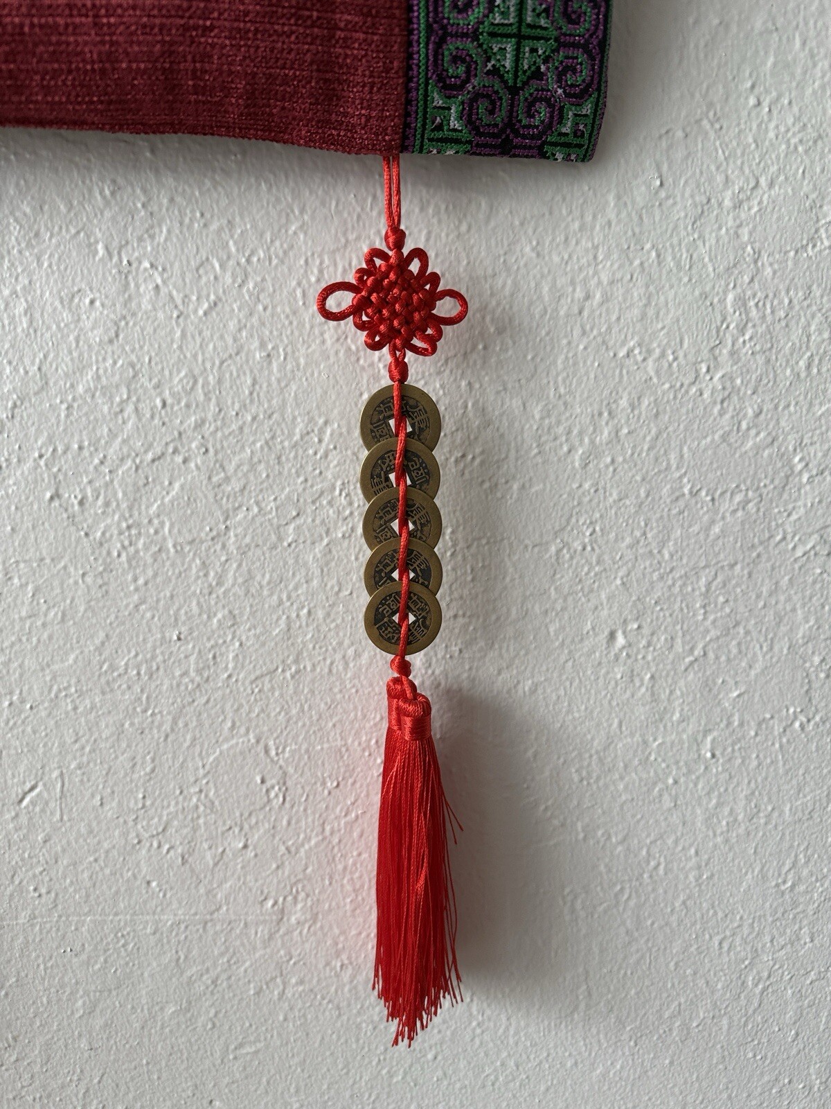 Miao/Hmong Embroidery – Wall Decoration – w/ Alloy Necklace and Good Luck Coins