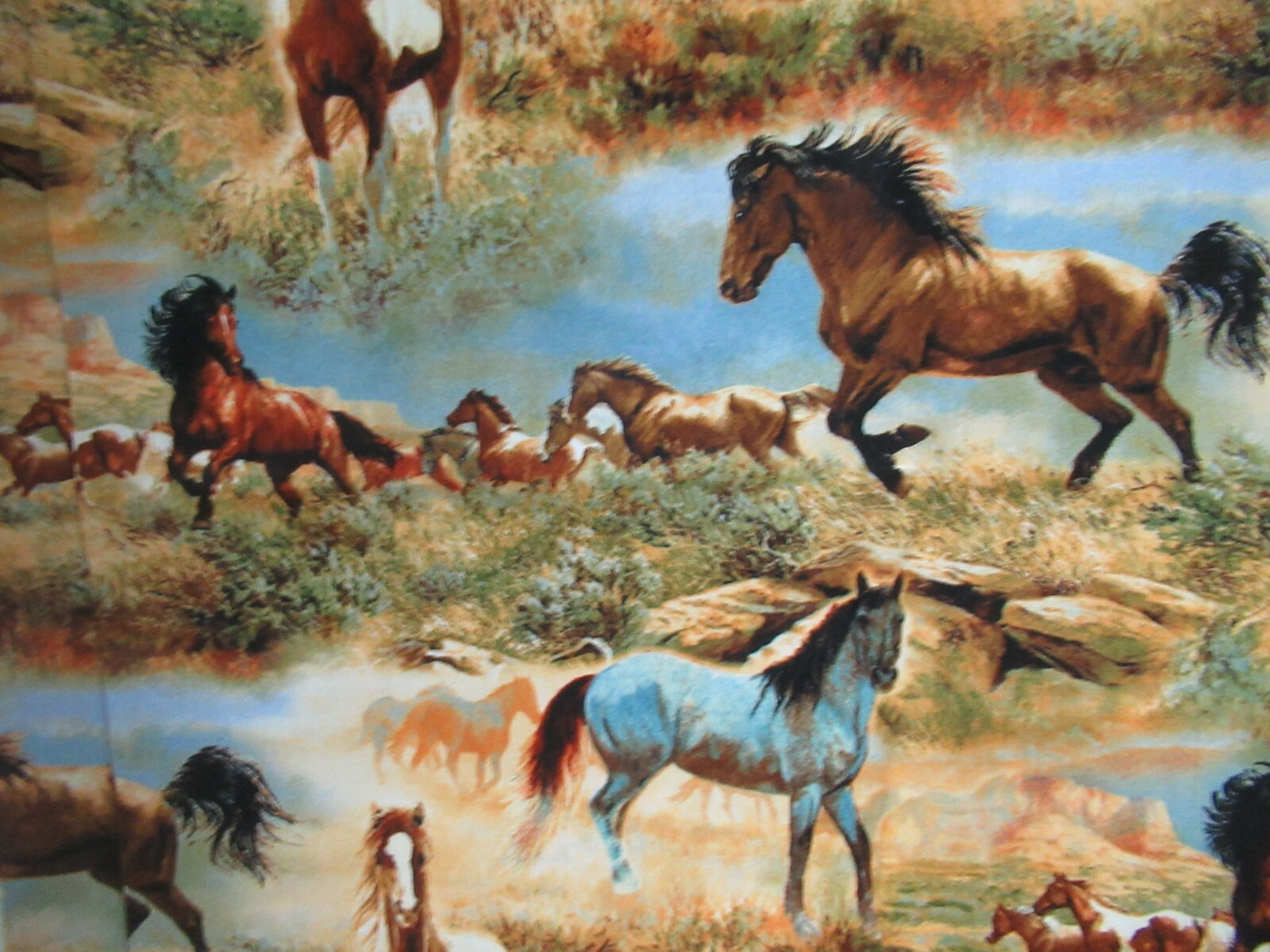 Wild Horses Wild Wings David Textiles Quilting Cotton Fabric 1YD X 44″W NEW