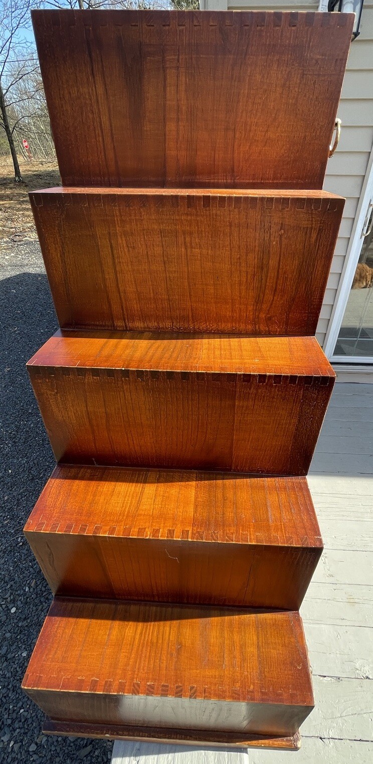 Pair of Vintage 20th C. Dovetailed Tansu Step Wooden Shelves Asian Art