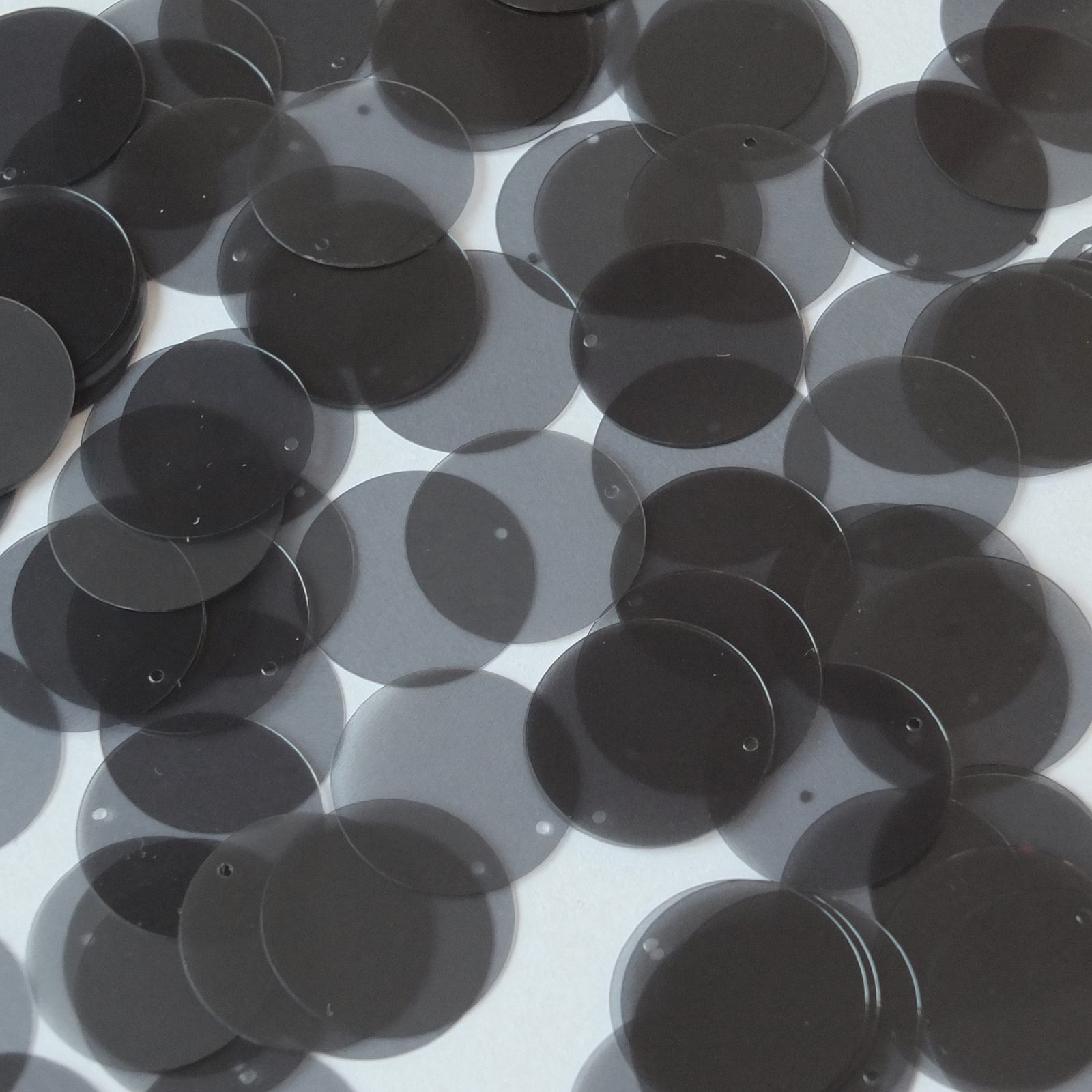 Round Sequin 24mm Smoke Gray Transparent Glossy and Matte Reversible Paillettes