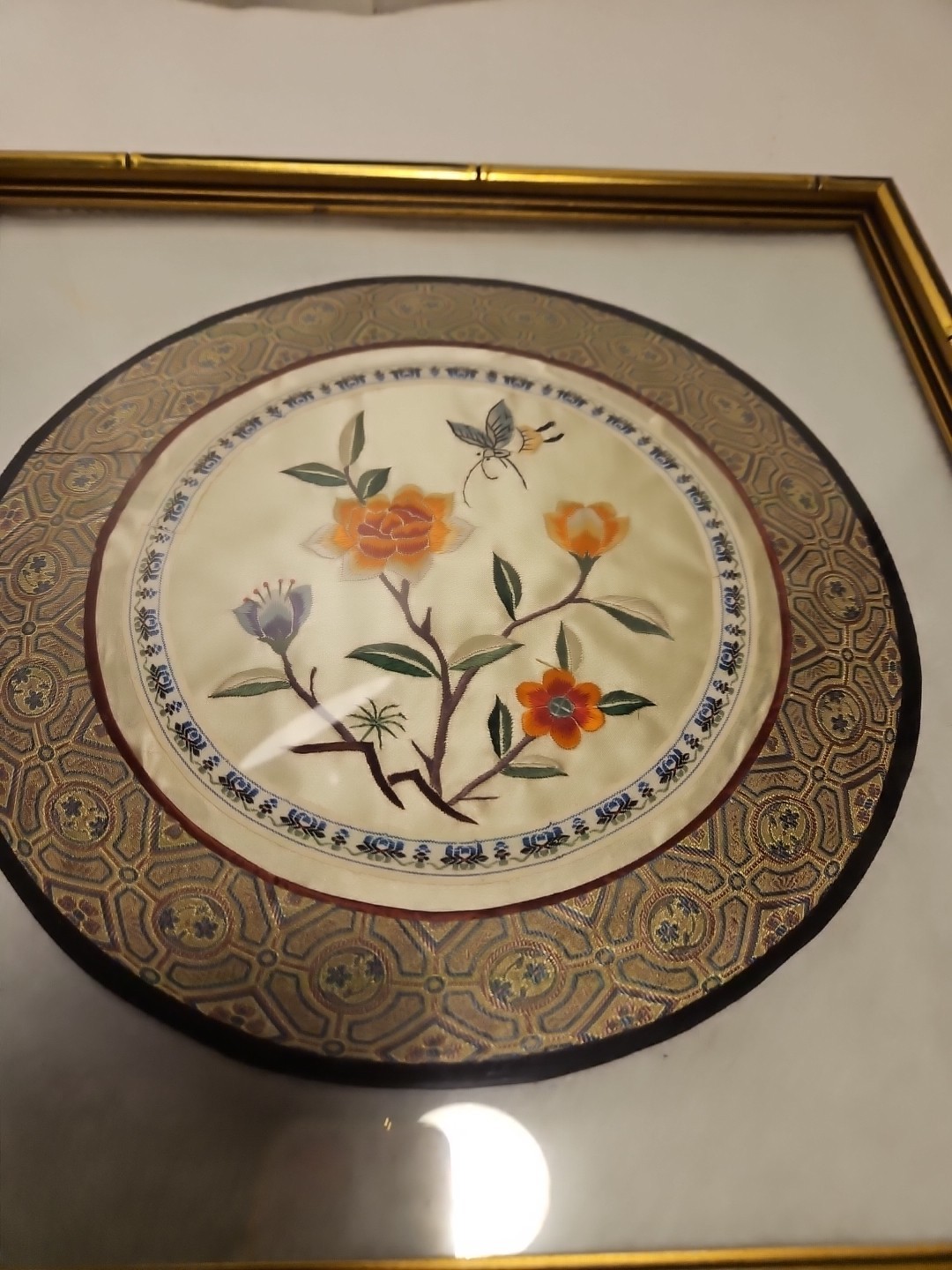 Vintage Bamboo Floating Framed Silk Embroidery Art Panel China 14 X 14 In