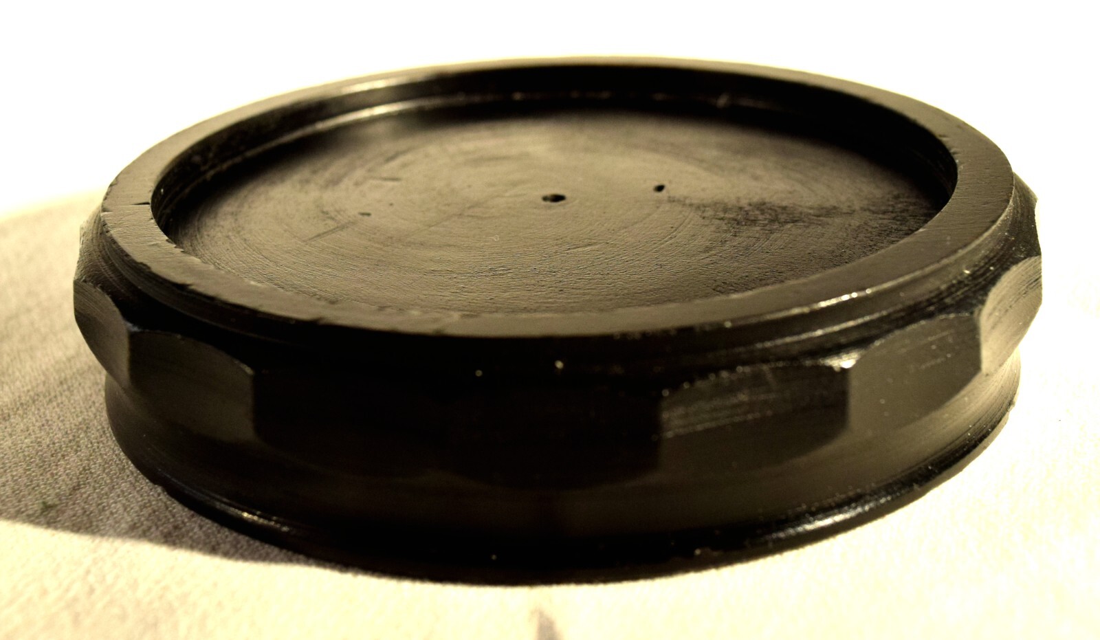 Vintage Chinese Round Ebony Wooden Stand /Lamp Base 5″ diam S4