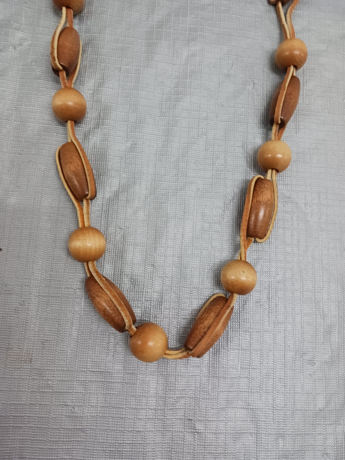 Boho Tribal Earthy Statement Piece Wood Beaded Seed Necklace 16″
