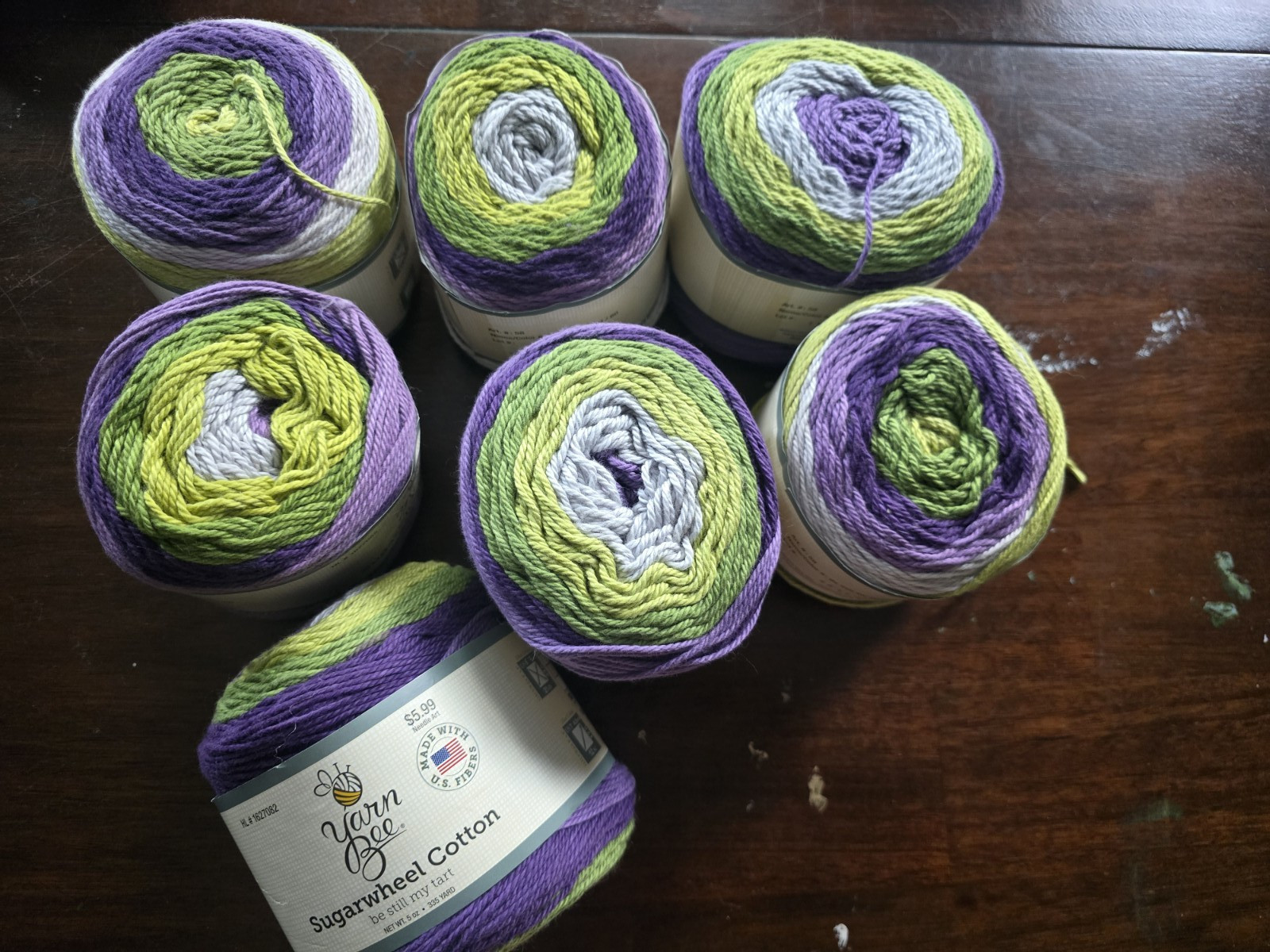Yarn Bee Sugarwheel Cotton Be Still My Tart 100% Cotton DK Yarn Lot of 7 Discont