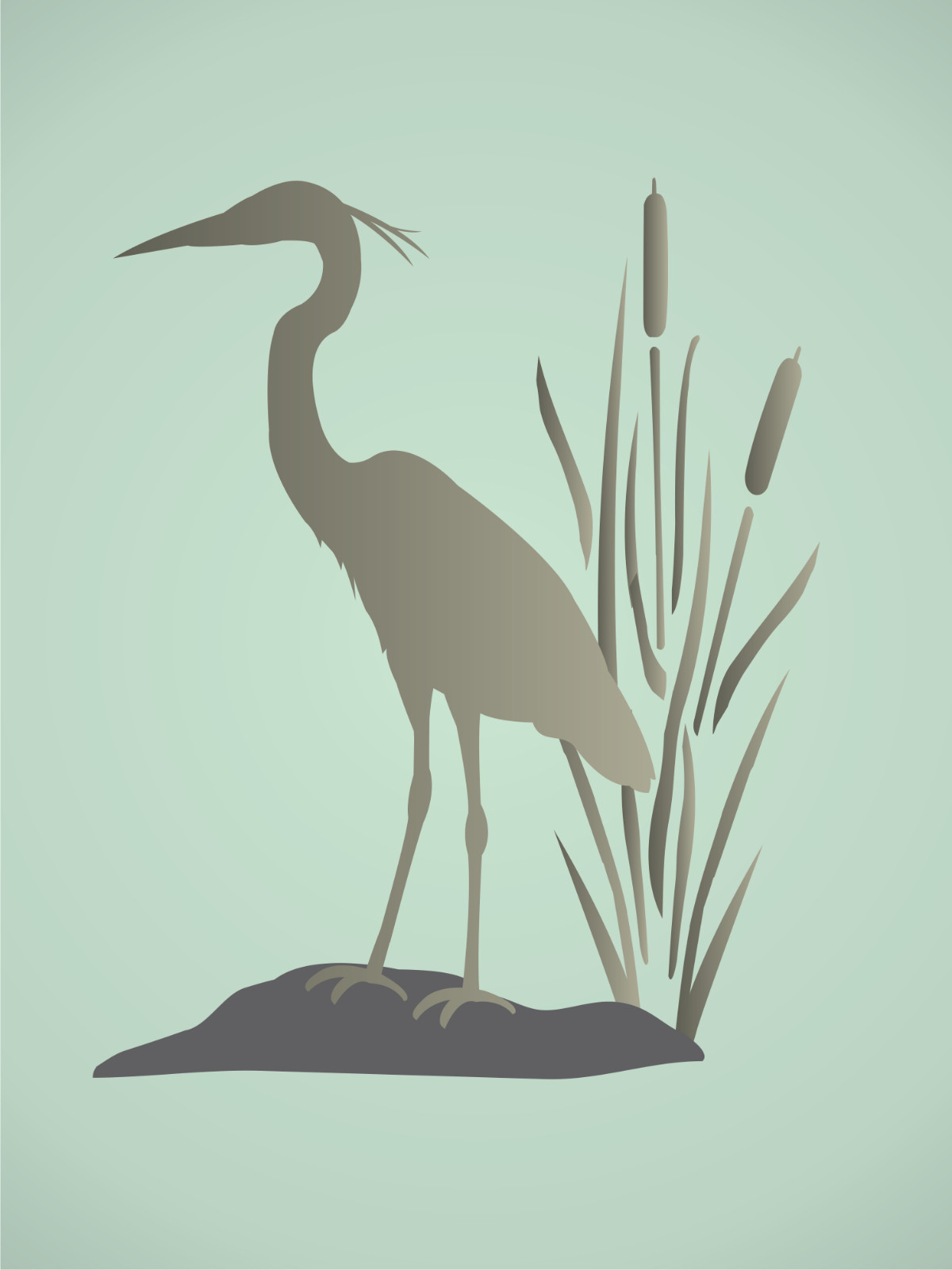 Stencils by Joanie Great Blue Heron Wetland Marsh Bird Cattail Cabin DIY Signs