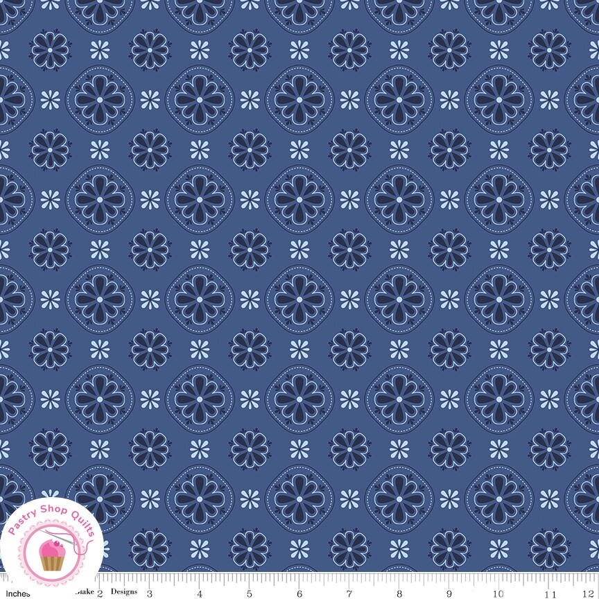 Riley Blake PICADILLY 11891D Navy Blue Check Plaid Quilt Fabric Patriotic
