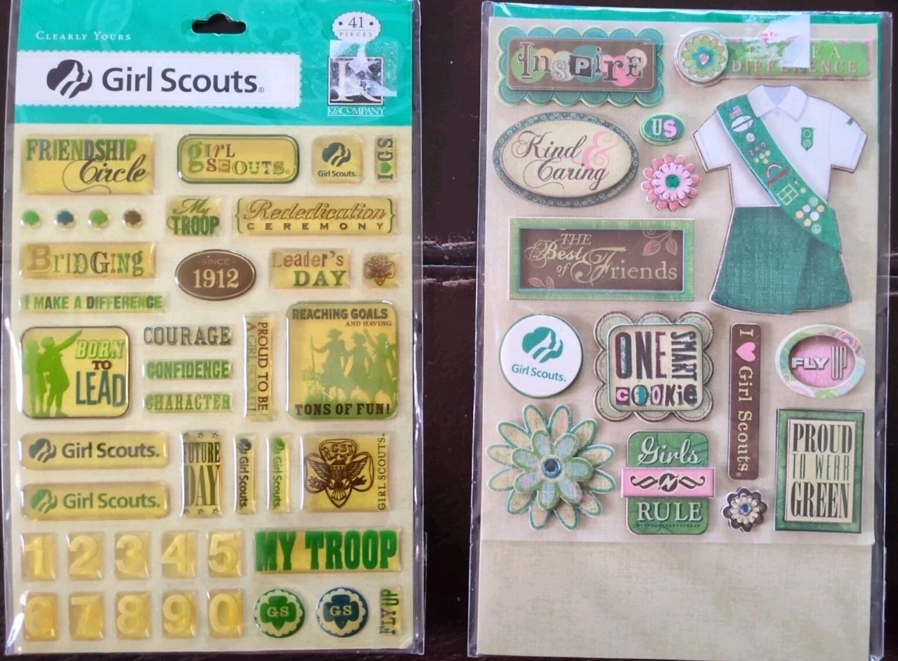 76 Girl Scouts Embellishments Incl. 2 3D K&Company Pks For Scrapbooking