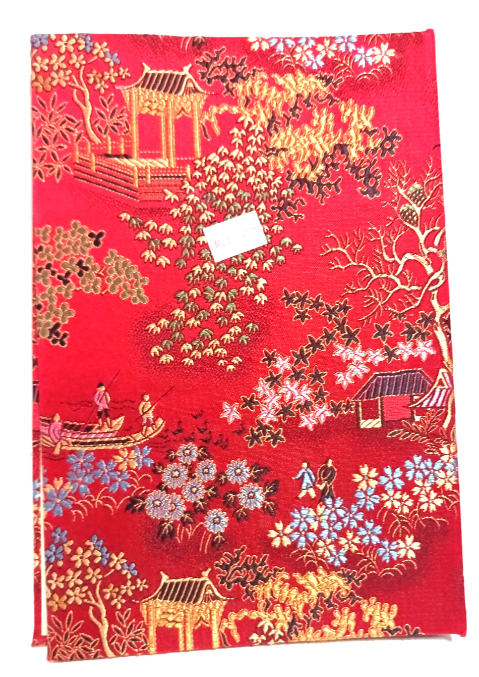 Note Pad Chinese Red Fabric Brocade Print of Woman Dancing Front Cover Vintage