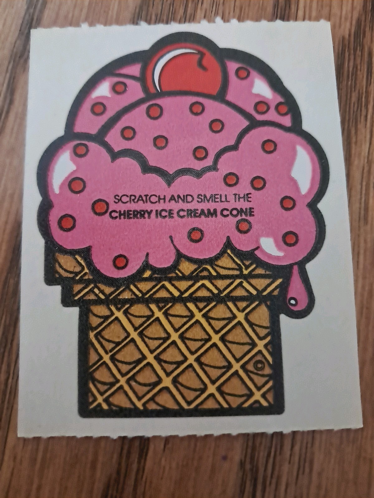Vtg. Scratch And Sniff Cherry Ice Cream Cone! Smells Great!!!