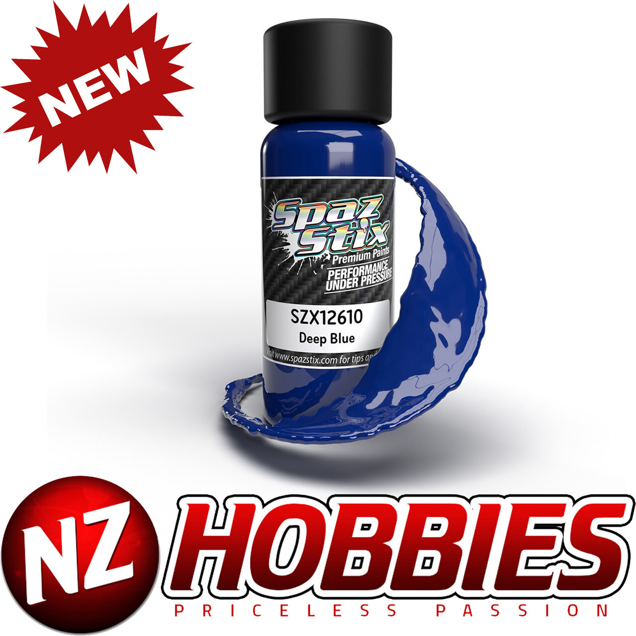 Spaz Stix SZX12610 Deep Blue Airbrush Ready Paint, 2oz