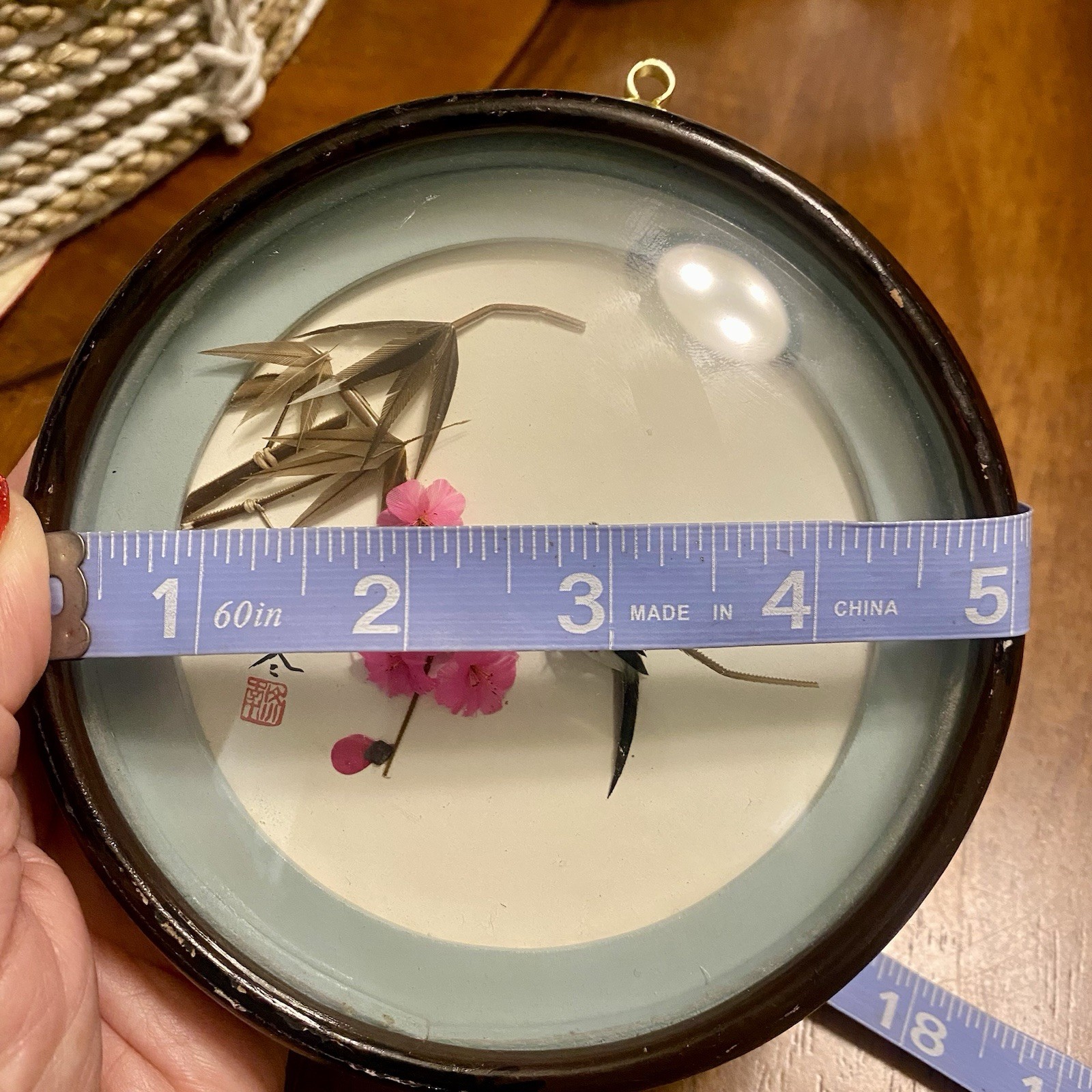 Vintage Framed Chinese 3D feather art diorama
