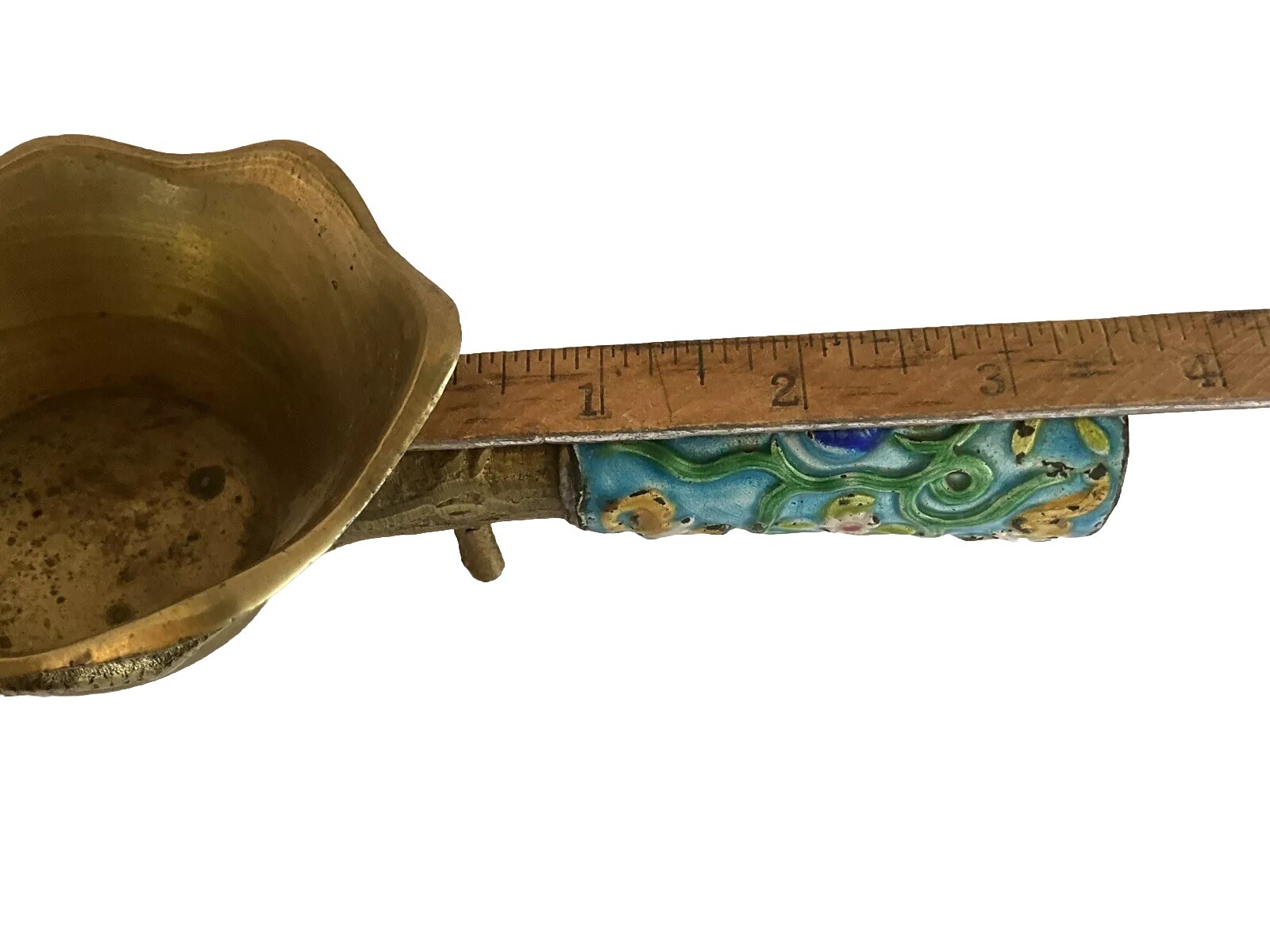 2 Different Vintage Cast Brass & Enamel Chinese Silk Iron Irons