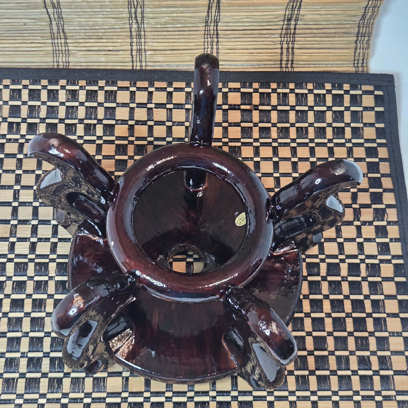 Asian Style Dark Wood Vase Collectible Pedestal Riser Stand 5 Feet 5.25″ H READ