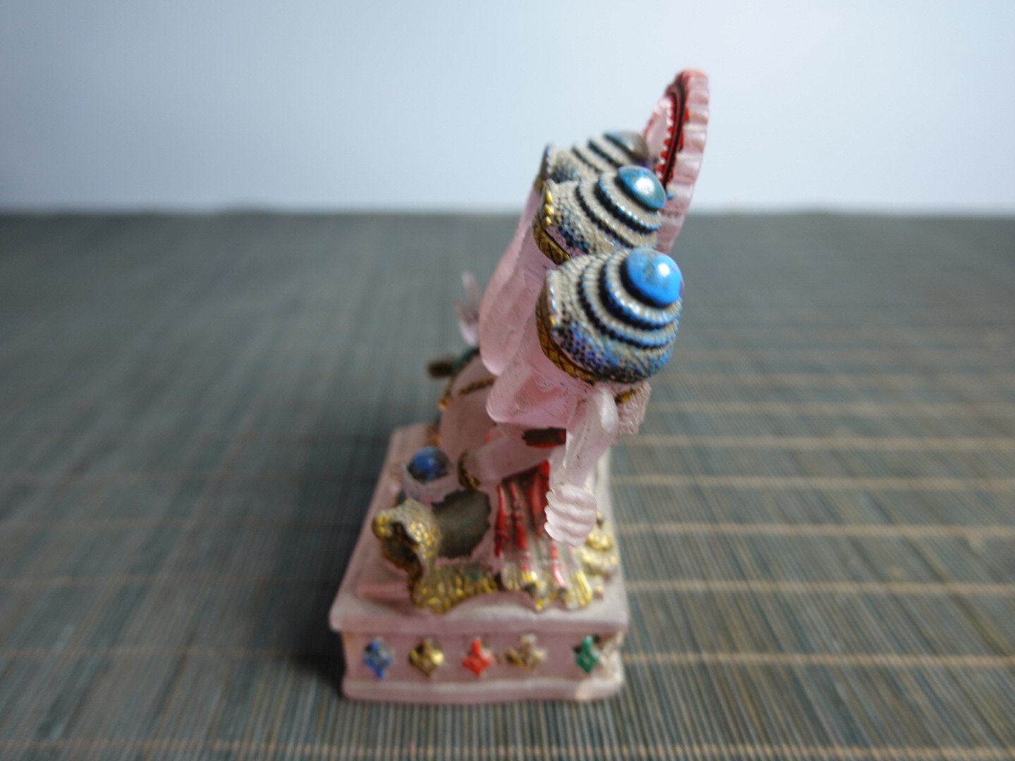 4.3″ Collect China Coloured Glaze Painted Buddhism Panchamukha Ganesha Statue