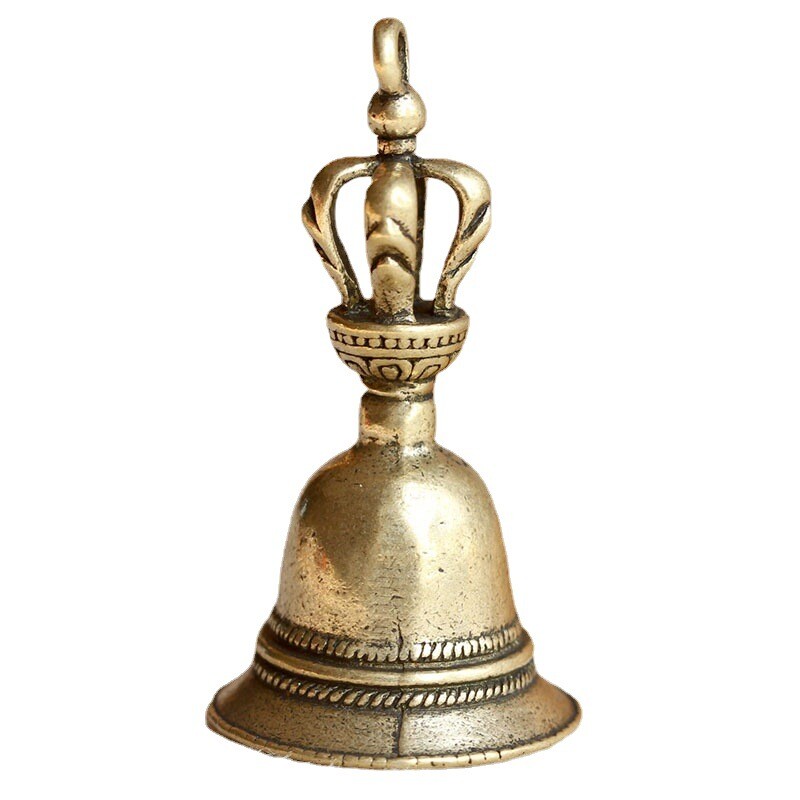 2* Vintage Brass Keychain Pure Copper Bronze Bell Small Pendant Car Key