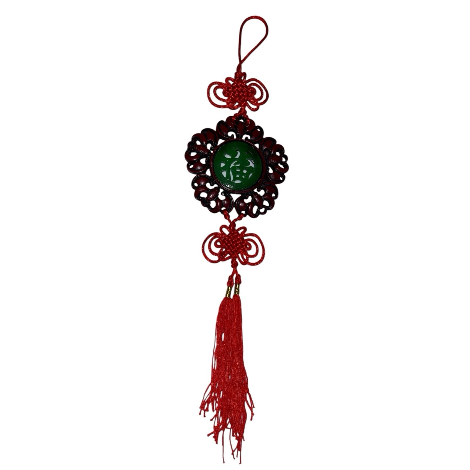 Oriental Fulong HANGING CARVED RESIN FAUX-JADE WALL ART PIECE Good Fortune