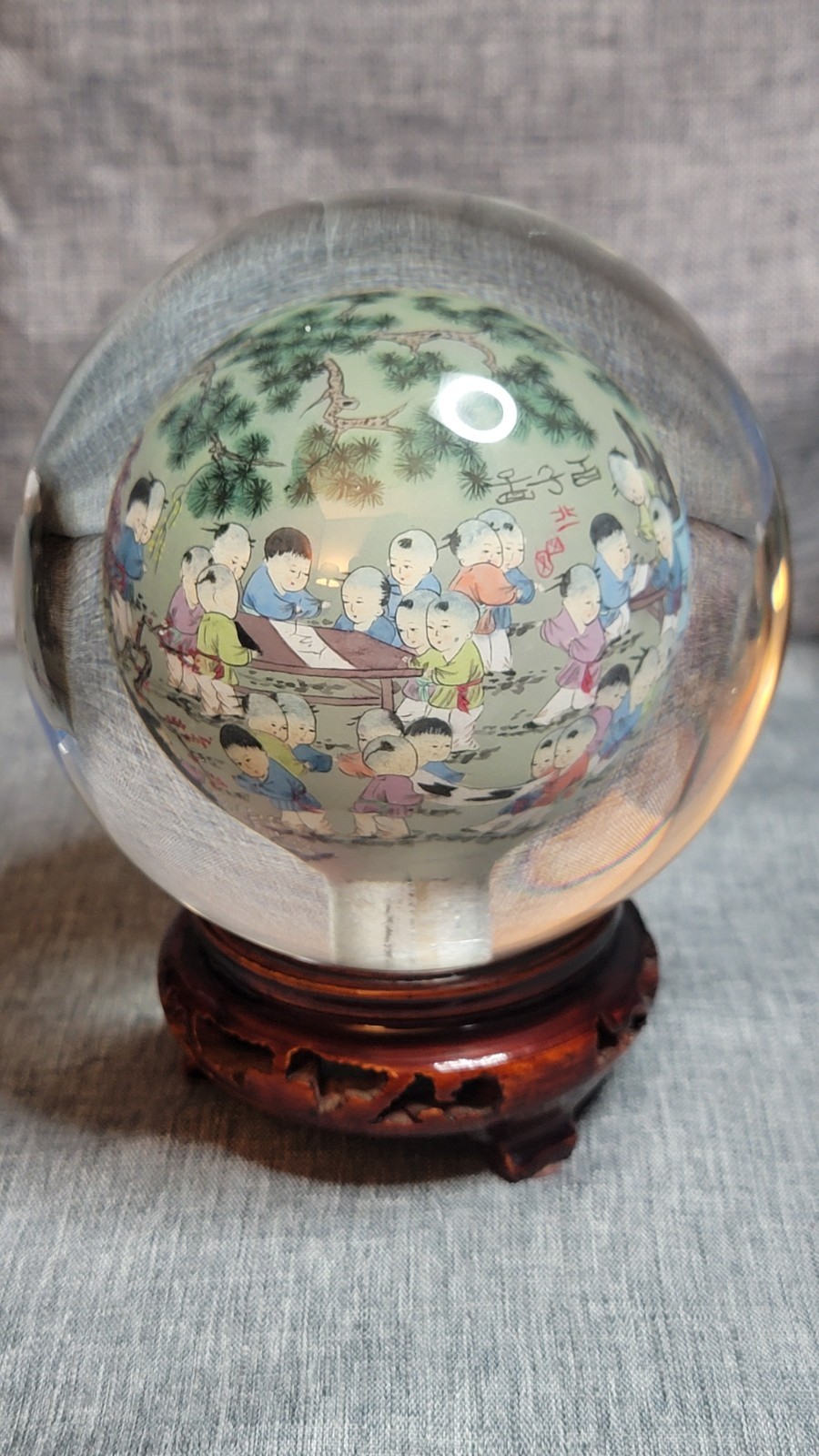 Approx 4 Inch Diameter Chinese Reverse Painted Globe Li Bien READ