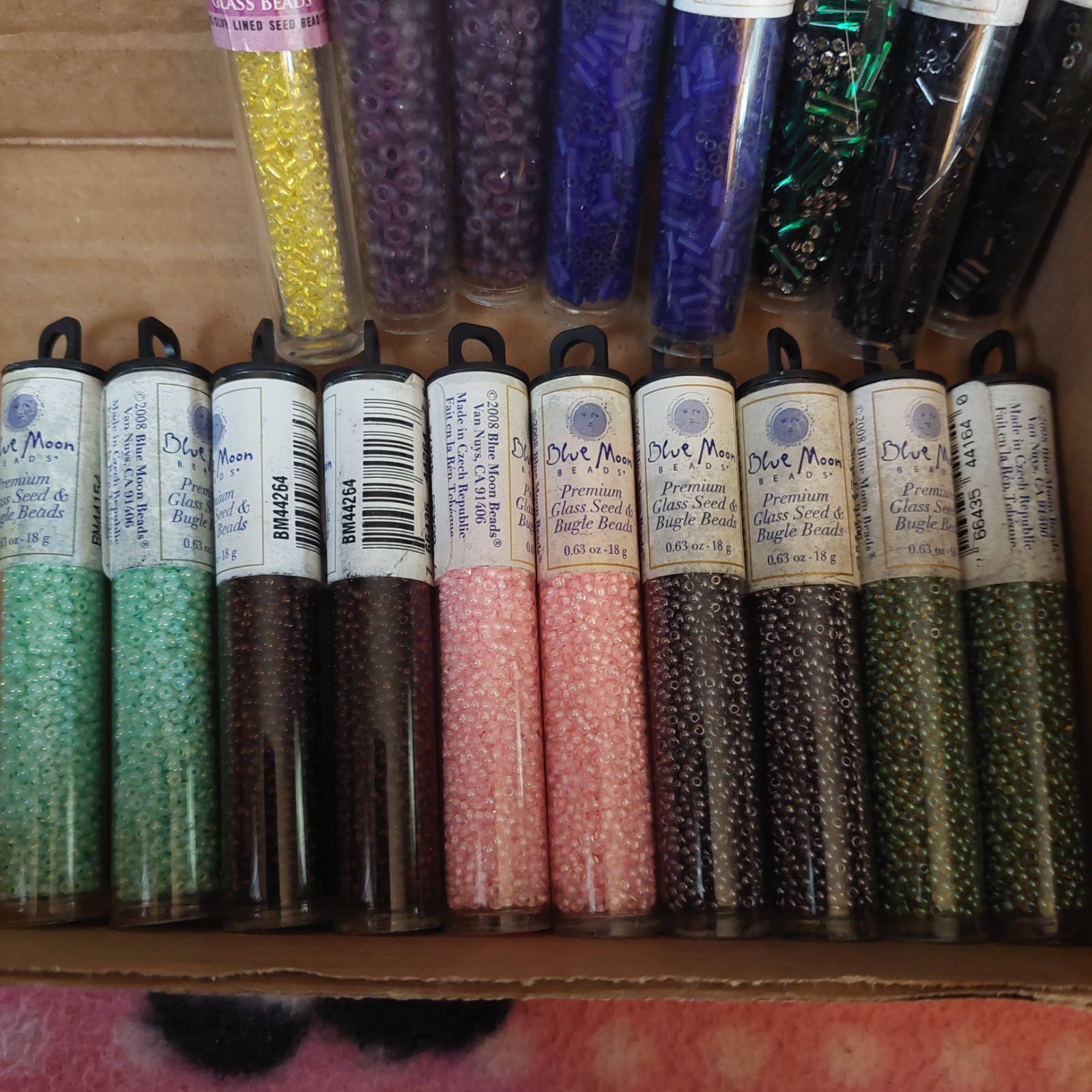 Mixed Lot Of 18 Blue Moon Seed Beads