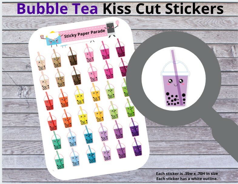 Bubble Tea Planner Stickers #20 / Planner Stickers  / Journal Stickers 
