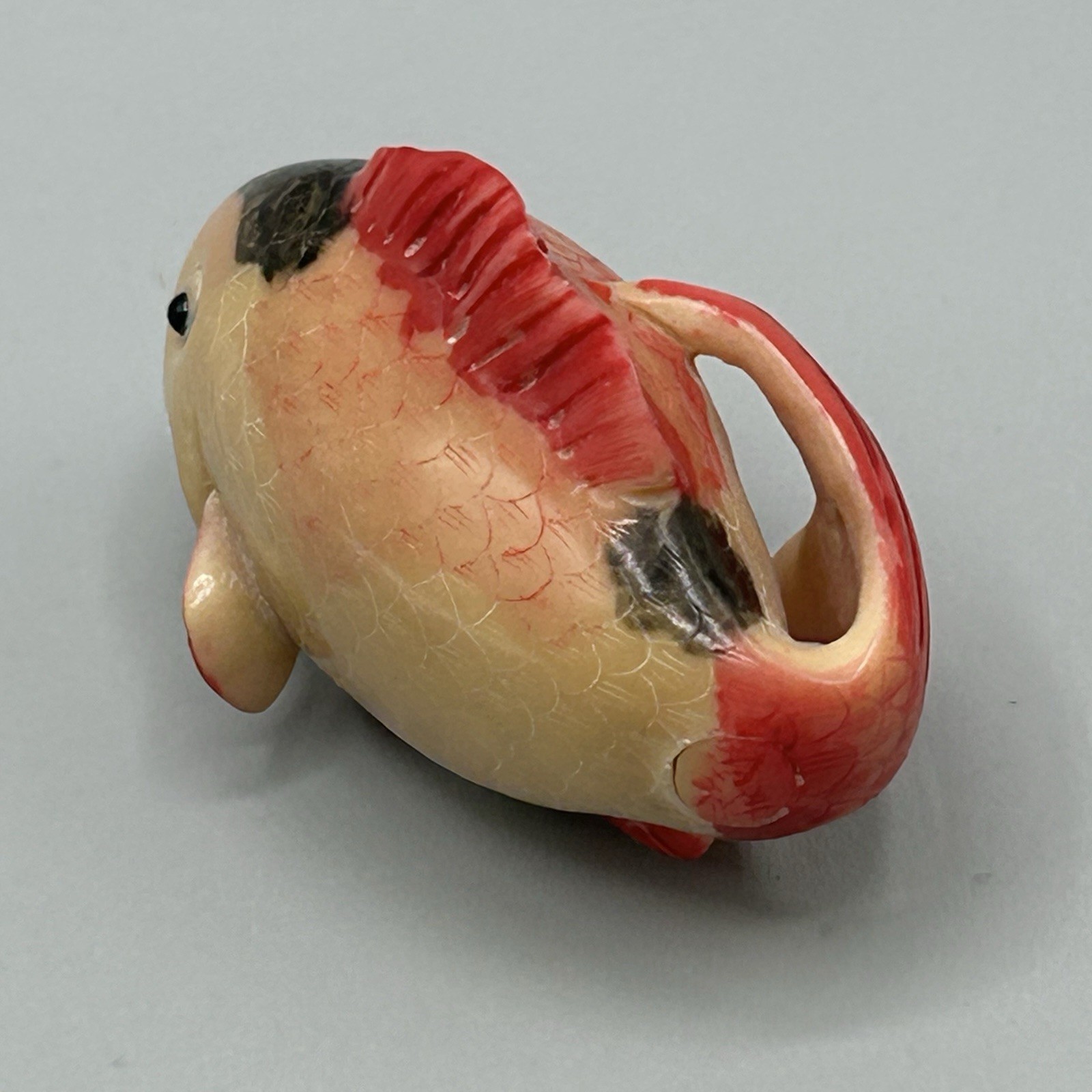Hand Carved and Painted TAGUA NUT KOI or CARP from Hong Kong Rare Vintage