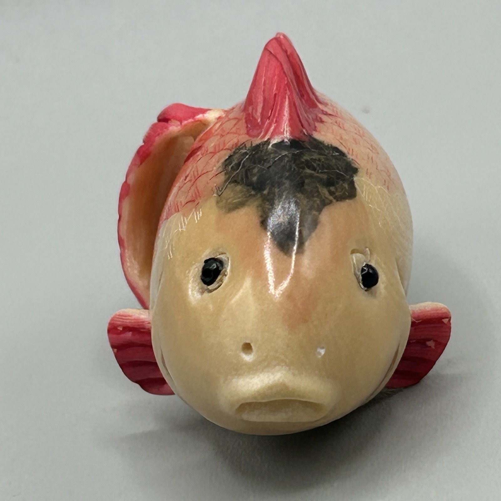 Hand Carved and Painted TAGUA NUT KOI or CARP from Hong Kong Rare Vintage