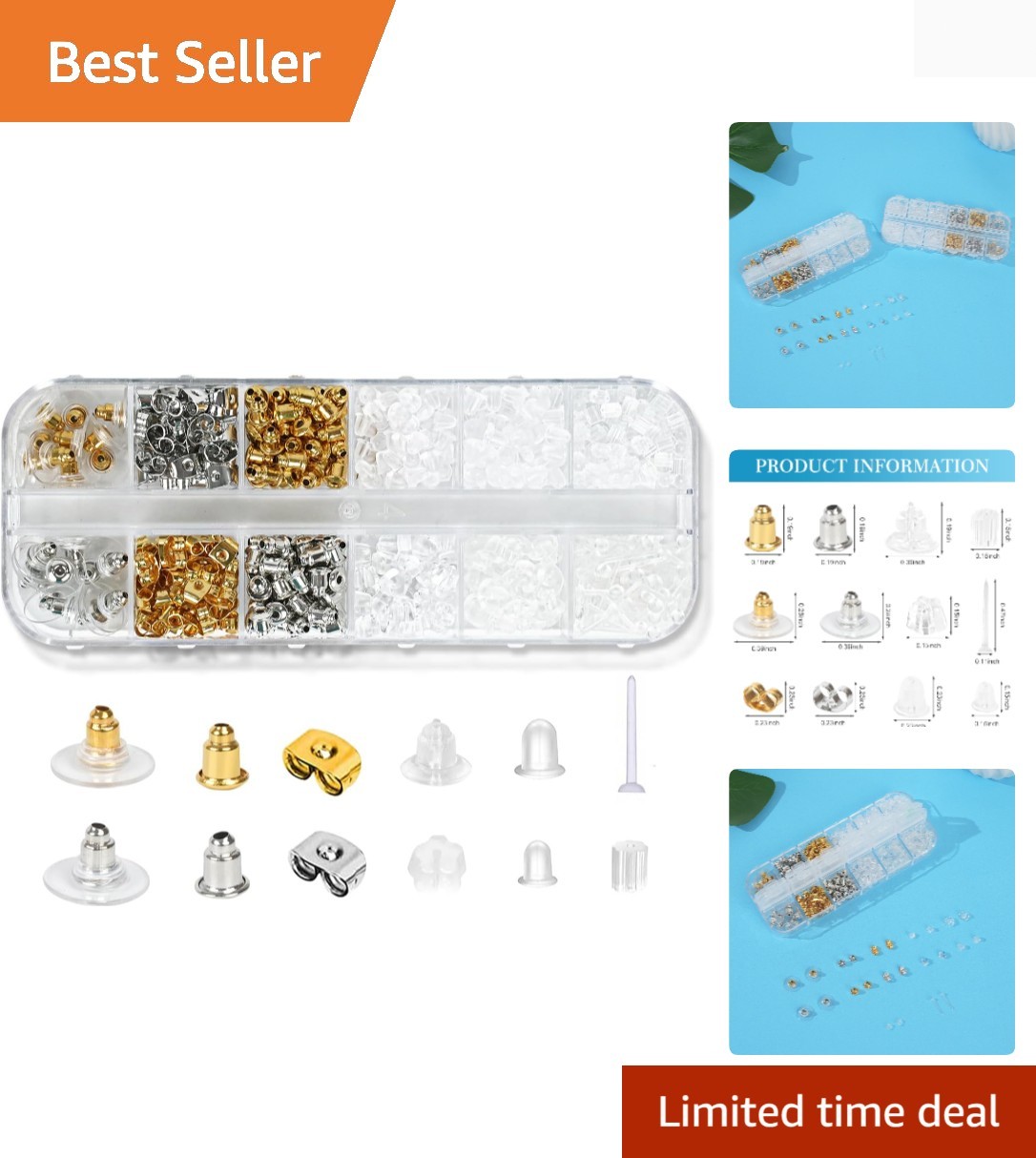 Earring Storage and Replacement Set – 600 Earring Backs in Stylish Organizer