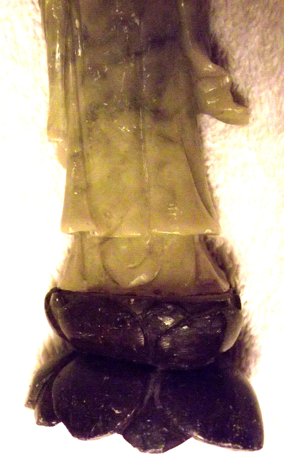 Vintage Chinese Hand Carved Jadeite Statue Figurine Woman w/Jug on Pedestal S