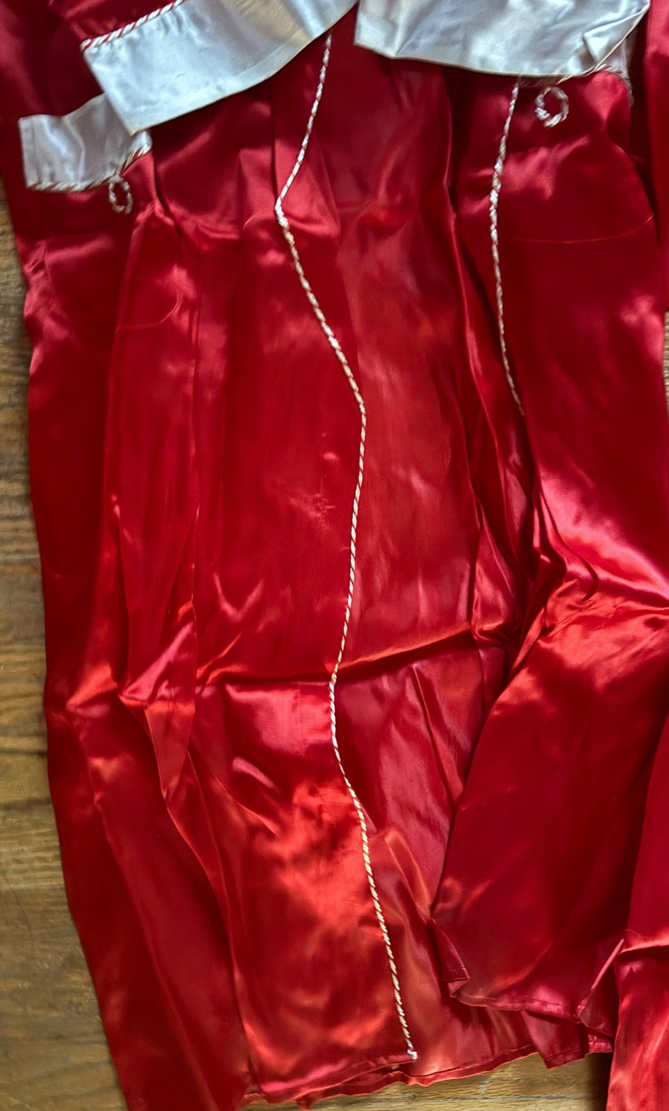 Vintage Chinese Red Silk Pajama Robe Set w/ Slippers & Box 1950s