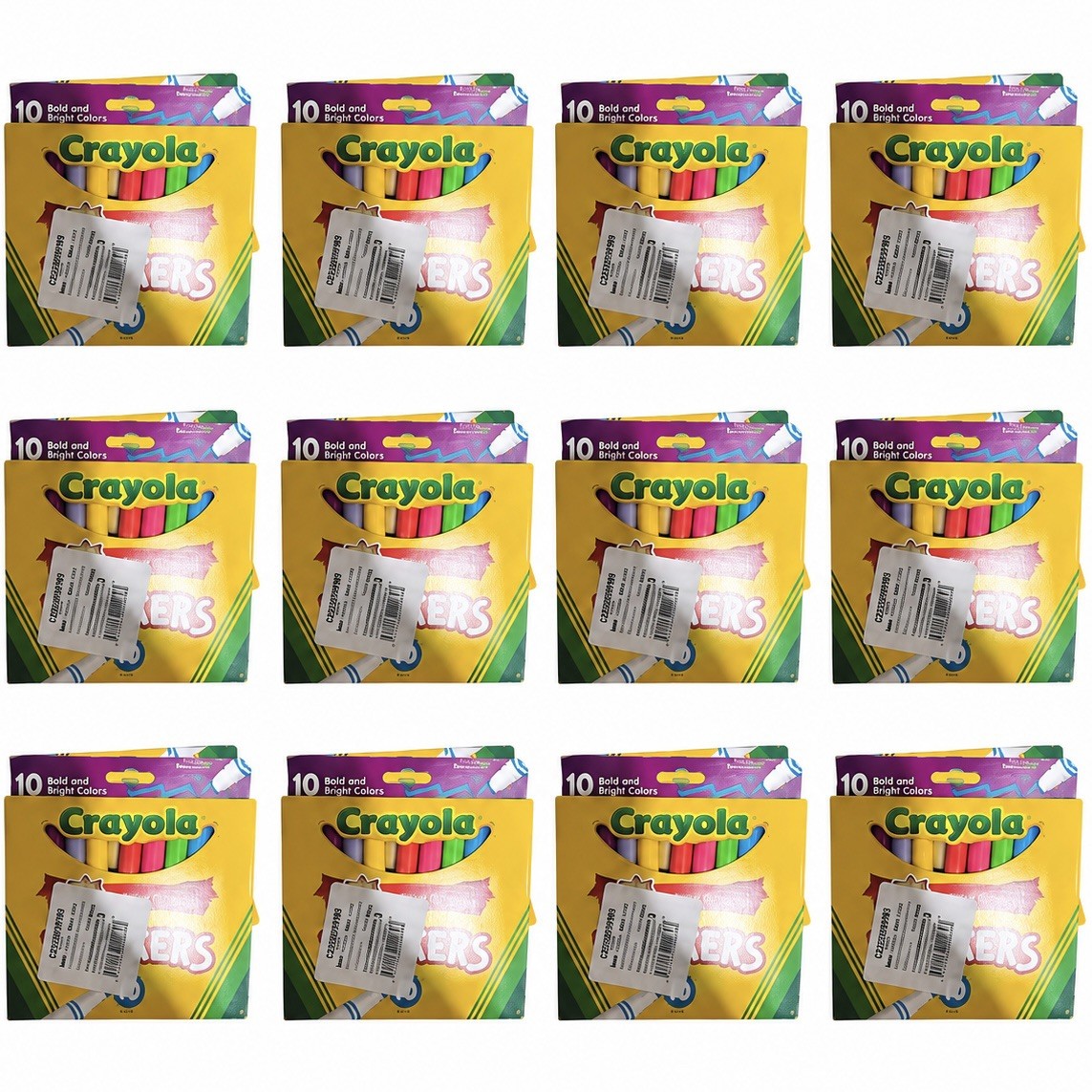 12 PACK Crayola Broad Line Markers, Assorted Bold & Bright Colors Classic Craft