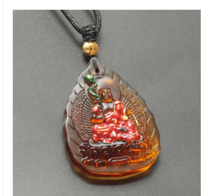 China Coloured Glaze Buddhism Fudo Myo-o / Acalanatha 12 Zodiac Cock Pendant