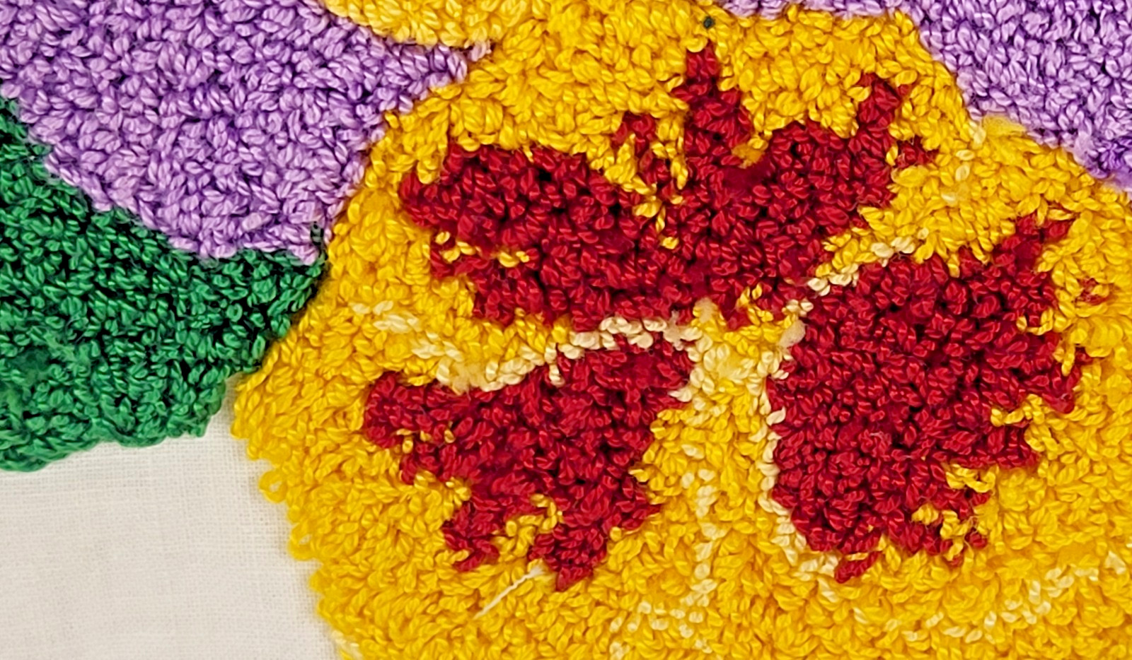 Vtg Embroidery Needlepoint 4 ps Set Floral Cotton 12″x8″ Pansies Peonies 70s-80s