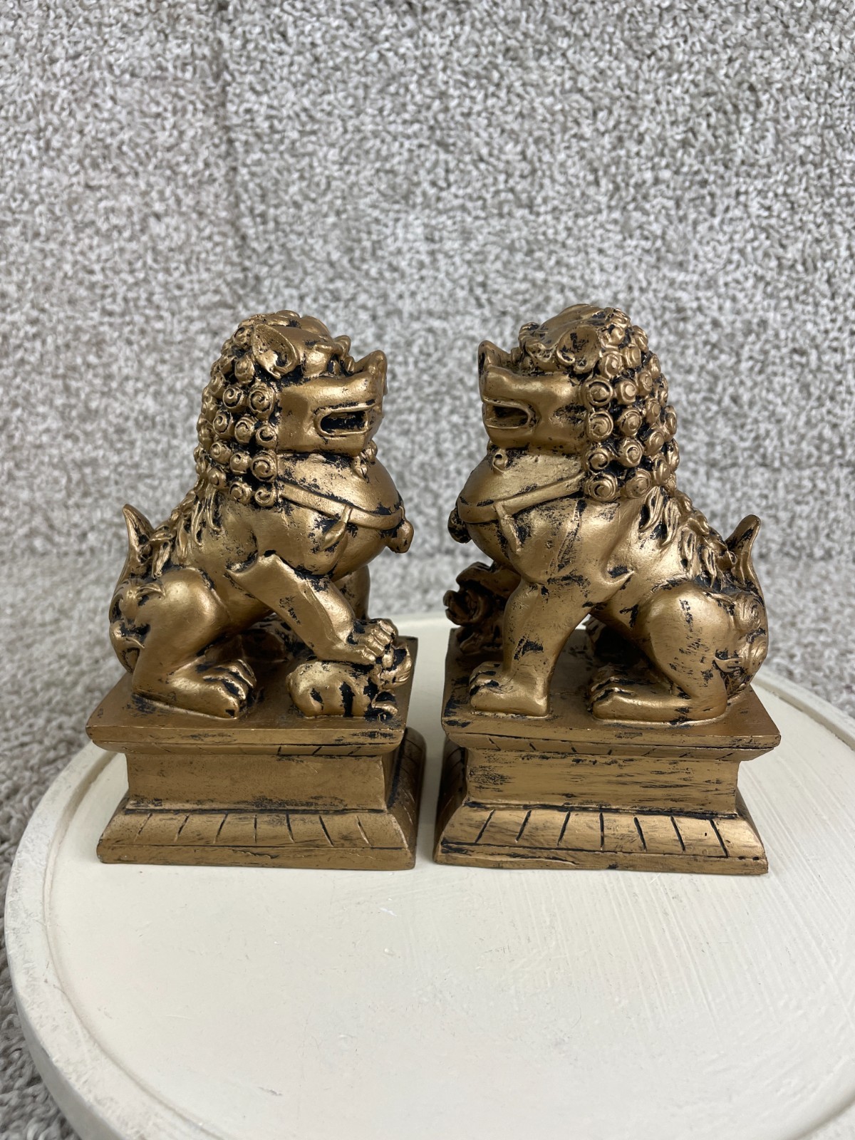 Lot of 2 Imperial Guardian Lion Chinese Foo Dog Statues Figurine