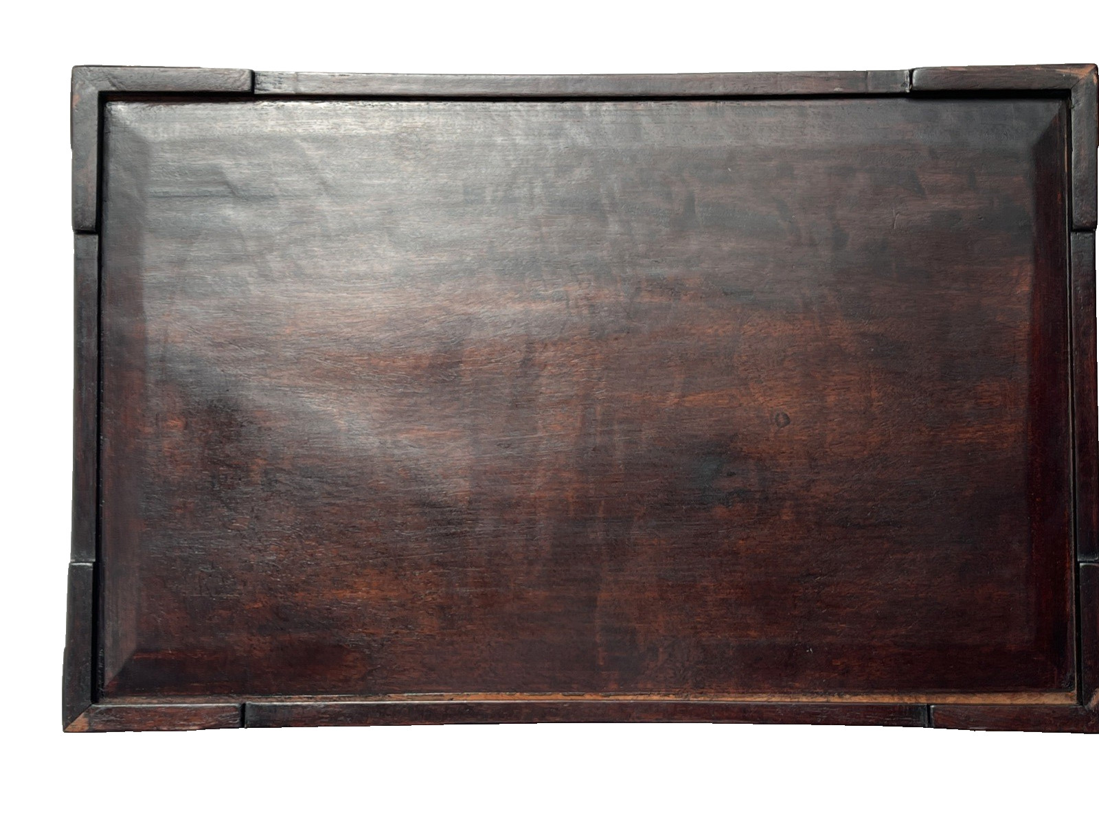 Vtg Chinese Hand Crafted Hardwood Tray w/ Etched Brass Motif Career Prospects