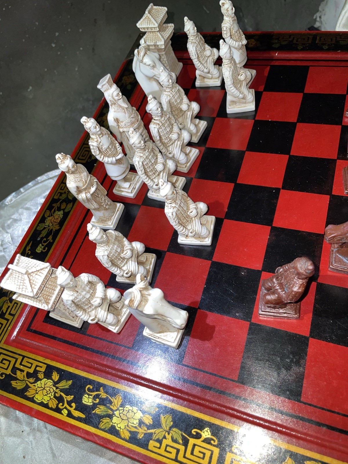 Ancient Chinese Themed Chessboard with Drawers In Great Condition See Photos